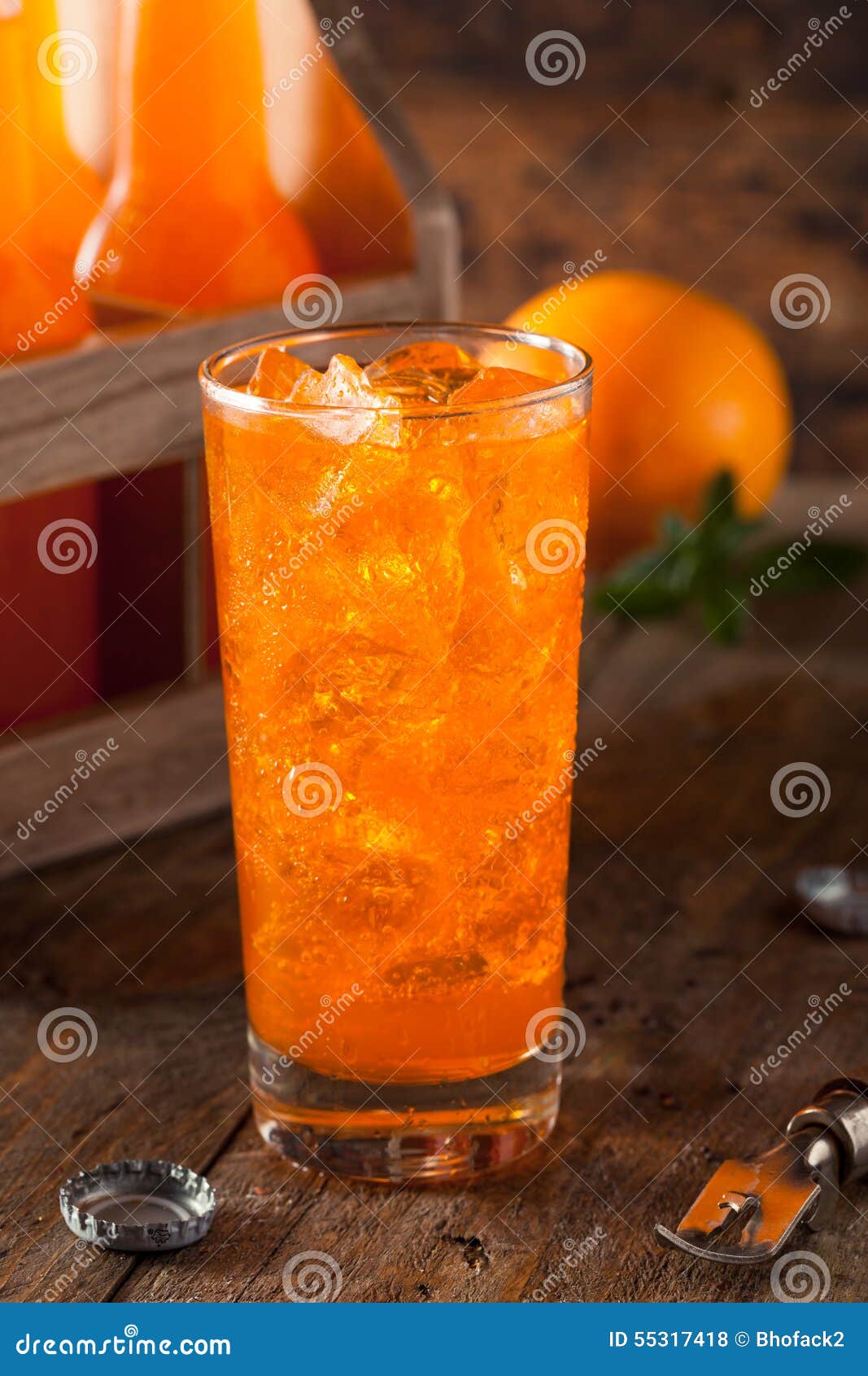 Refreshing Orange Cream Soda Stock Photo Image of iced, glass 55317418