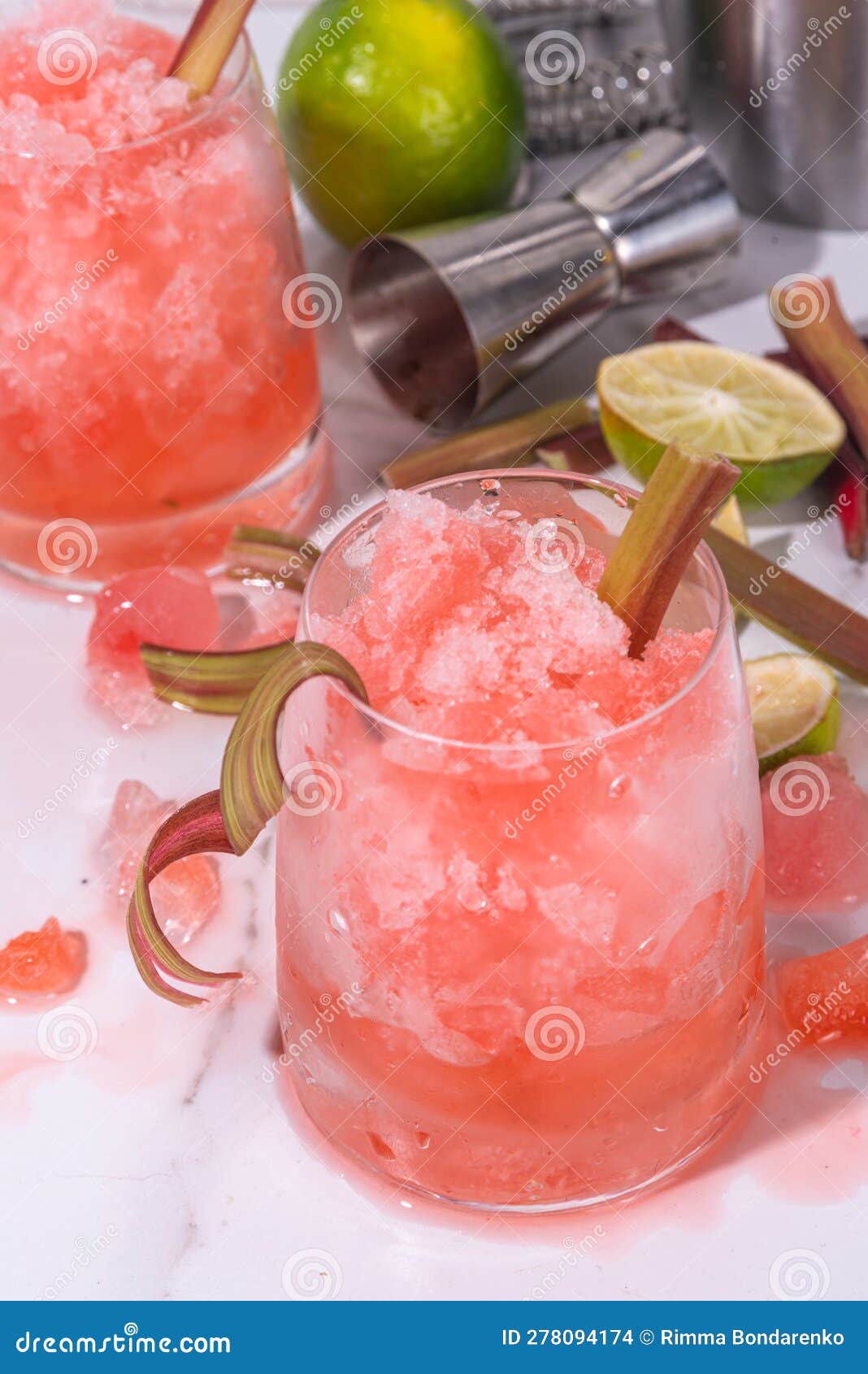 Refreshing Rhubarb Sour Fizz Cocktail Stock Photo - Image of