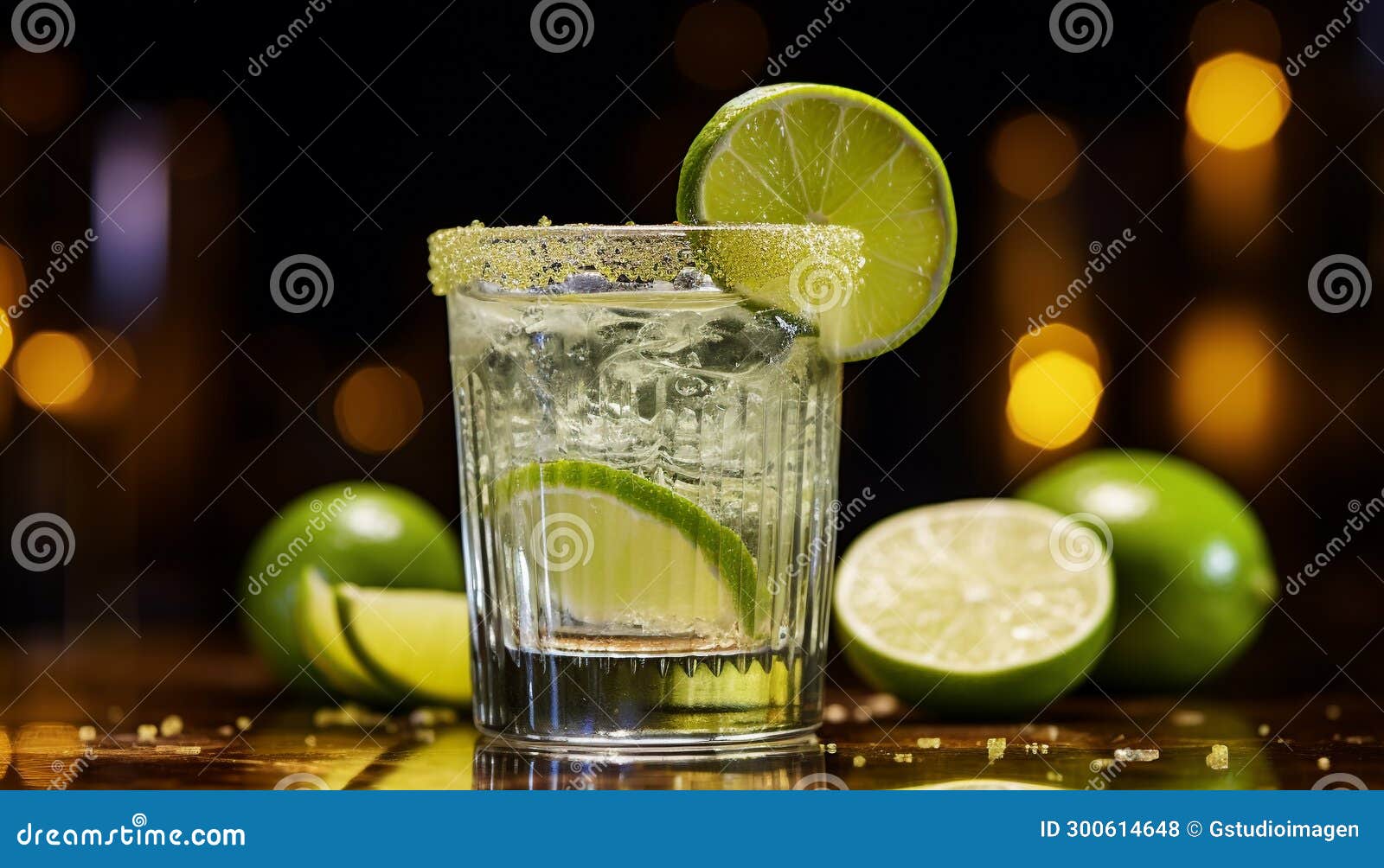 Refreshing Tequila Cocktail with Citrus Slice and Ice Generated by AI