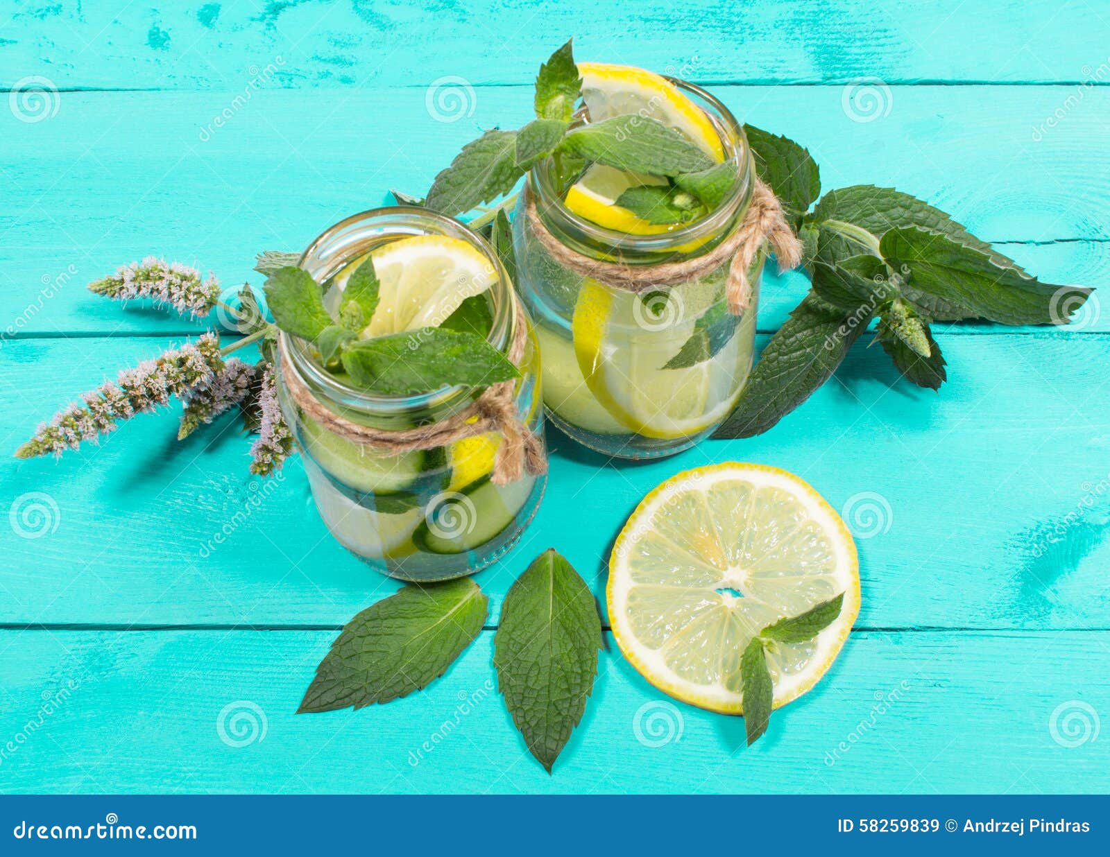 Refreshing Water with Lemon, Mint and Cucumber Stock Image Image of