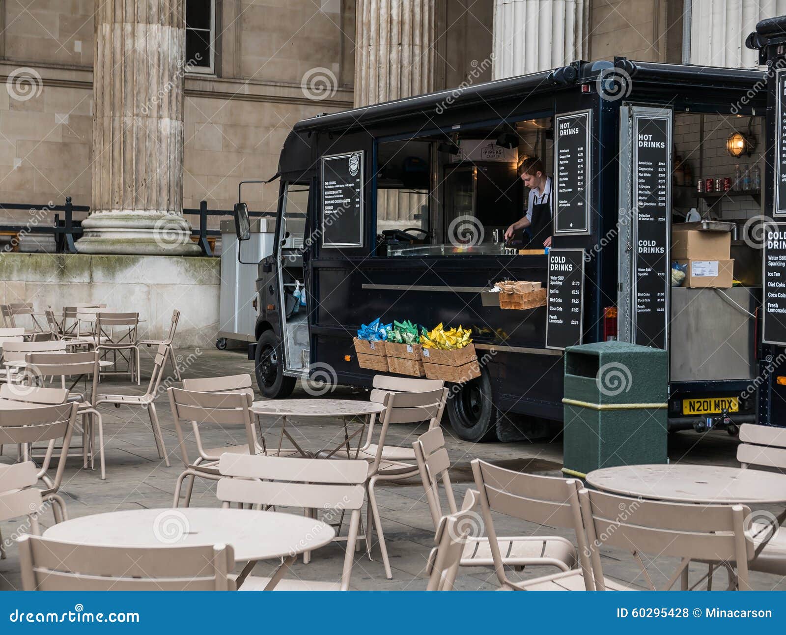 Refreshment Truck Prepares for Day in British Museum Courtyard ...