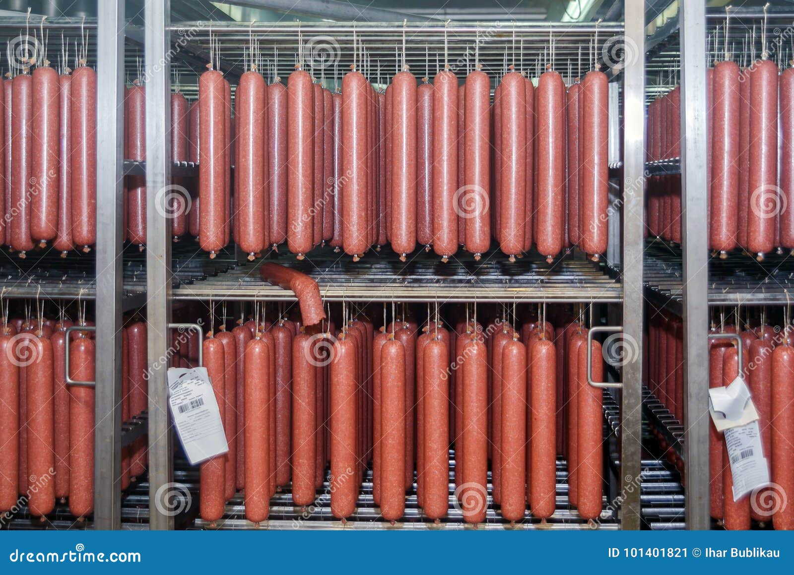 Refrigerated Warehouse for Storing Meat and Sausage Products Stock