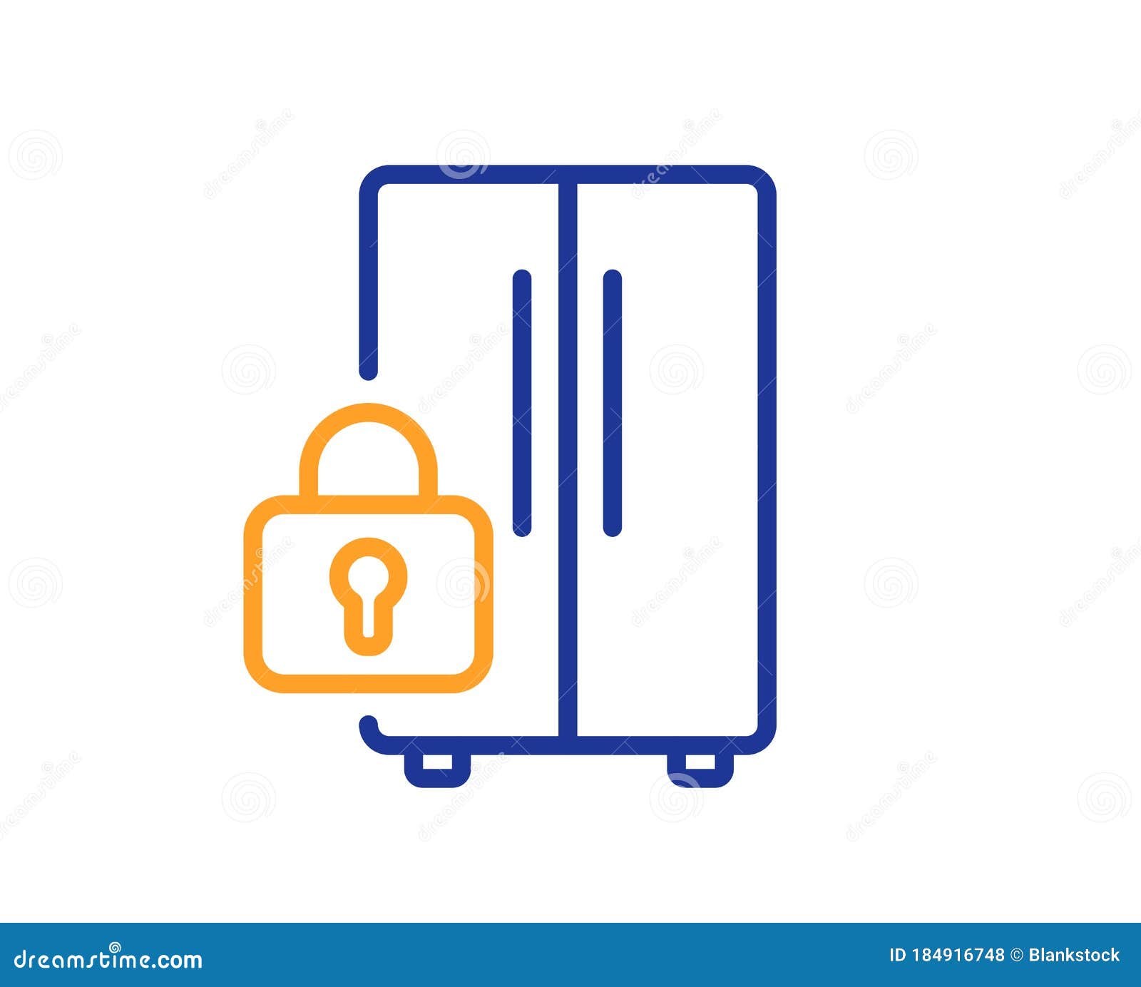 refrigerator locked line icon. fridge child lock sign. 