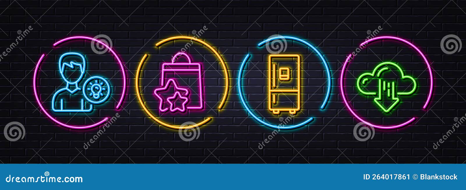 Refrigerator, Person Idea and Loyalty Points Minimal Line Icons. for