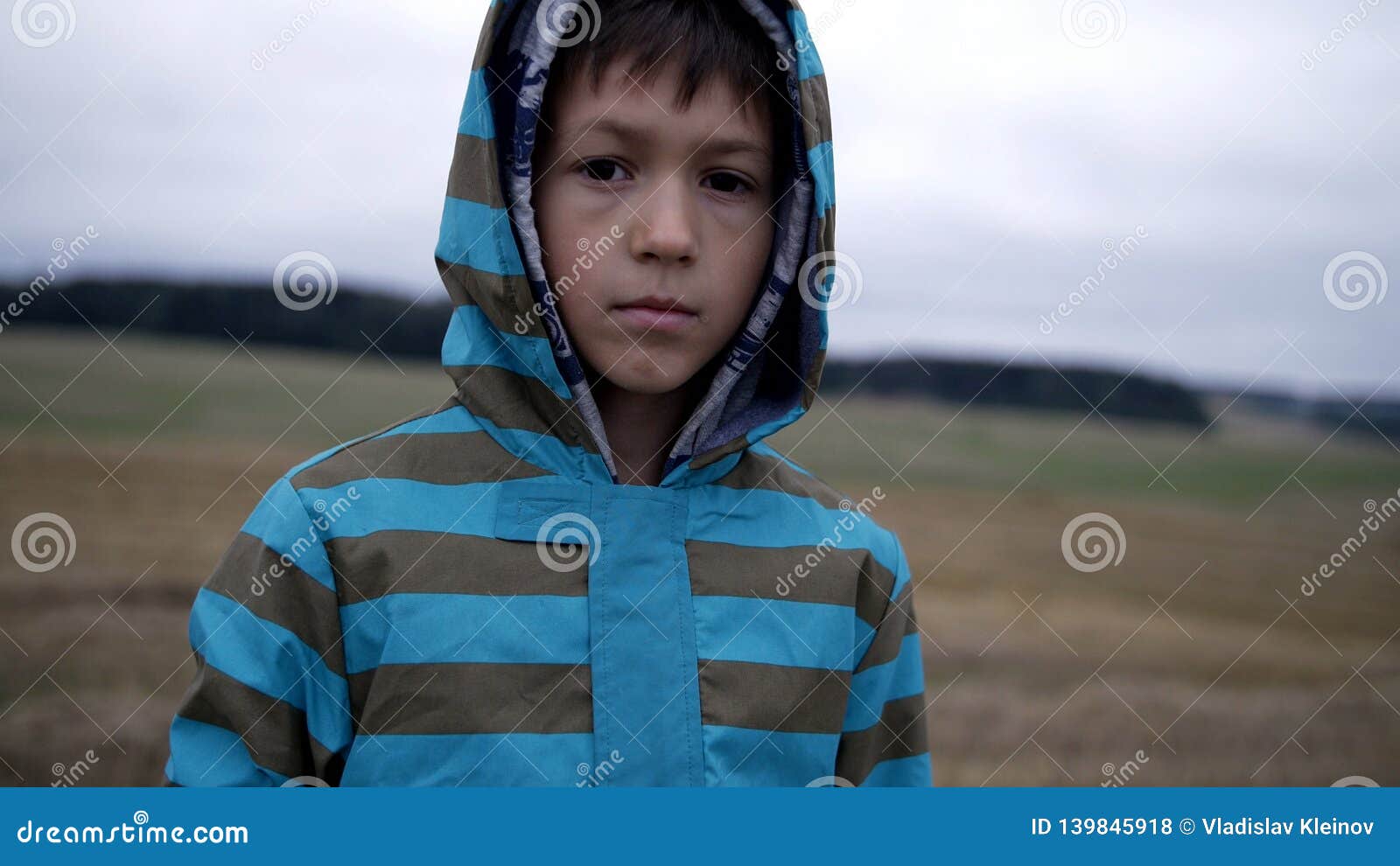Refugee Boy Looks Compassionately at the Camera, Homeless Boy, Pain on ...
