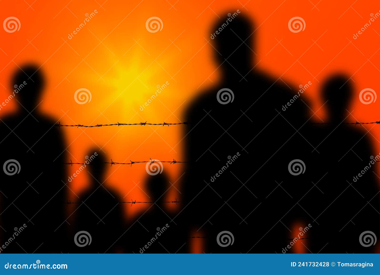 the refugees migrate to europe union . silhouette of illegal immigrants