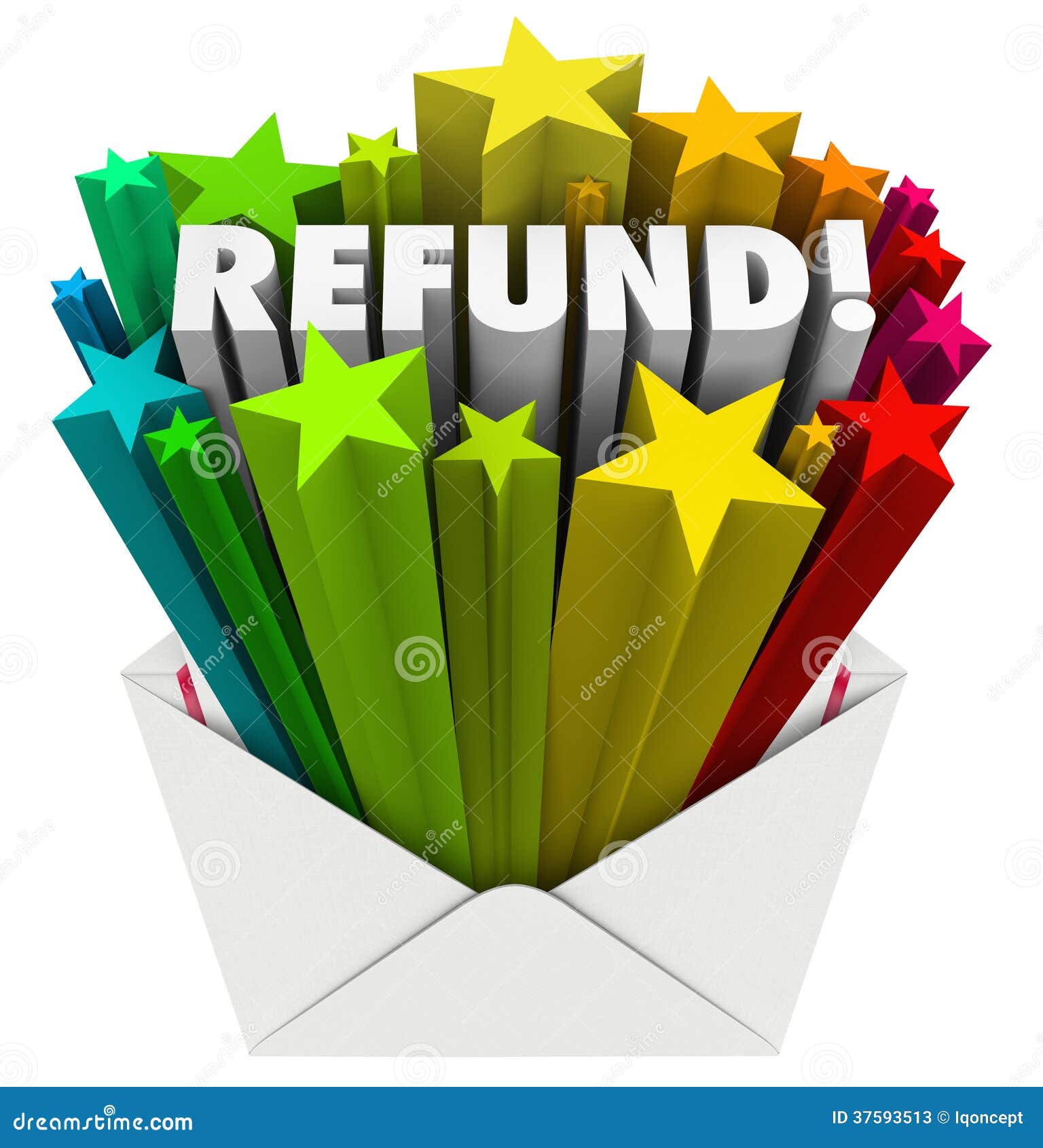 Refund Word Envelope Money Tax Return Mail Stock Illustration