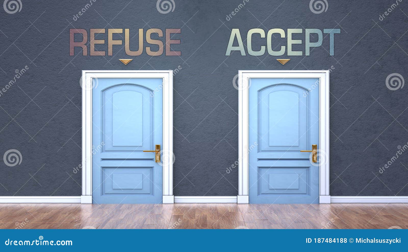 Refuse and Accept As a Choice Pictured As Words Refuse Accept on Refuse and Accept As a Choice Pictured As Words Refuse Accept on