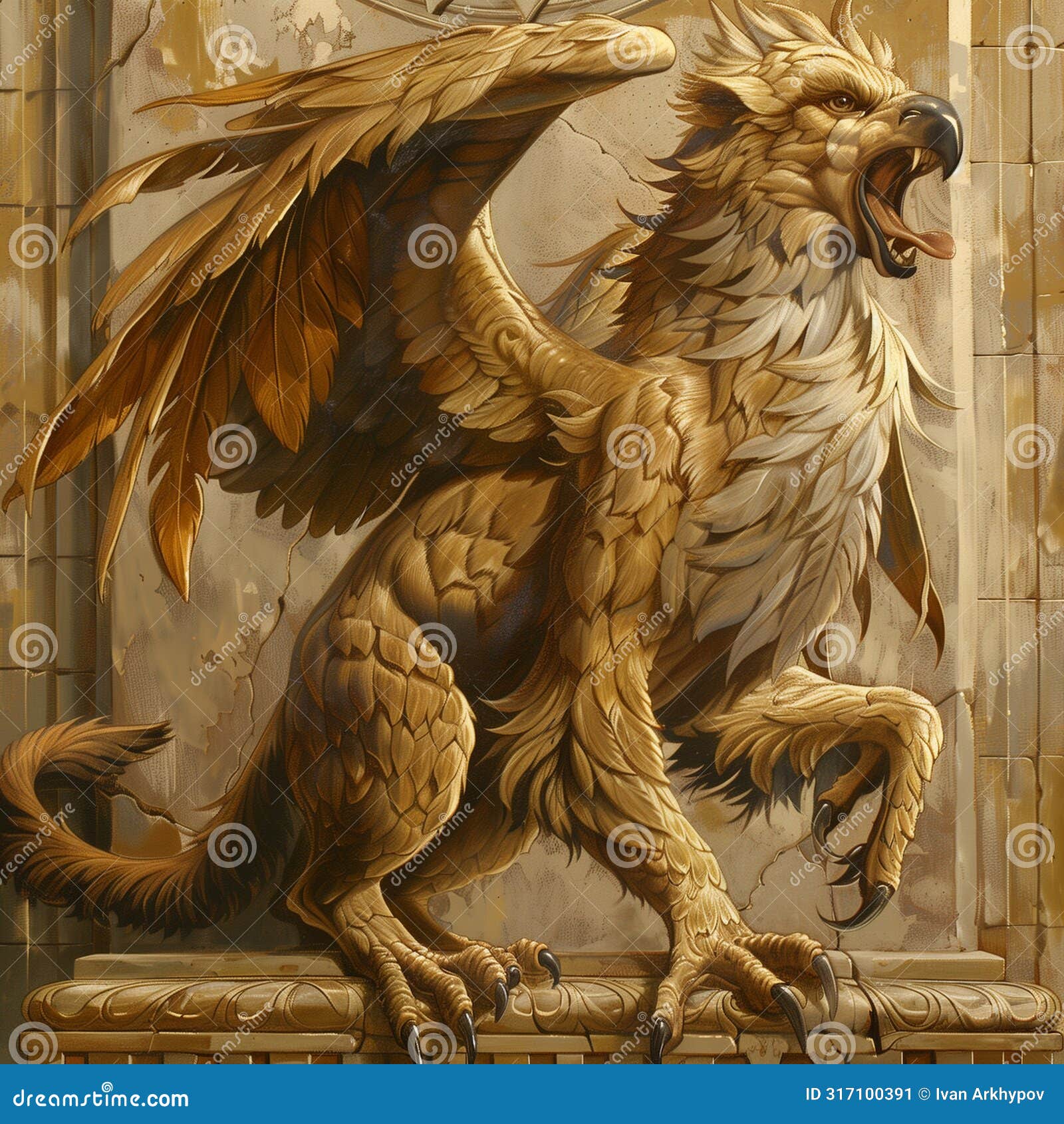 The Regal Griffin Sentinel of Mythical Realms Stock Illustration