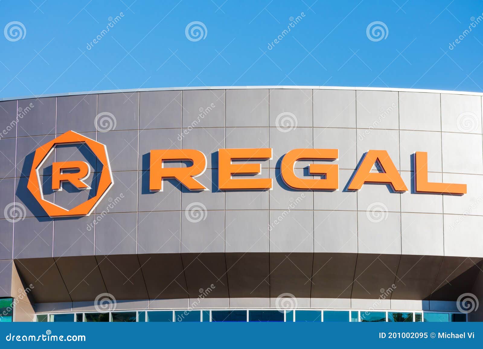 Regal Logo Sign on Facade of the Movie Theater, Regal Cinemas is an