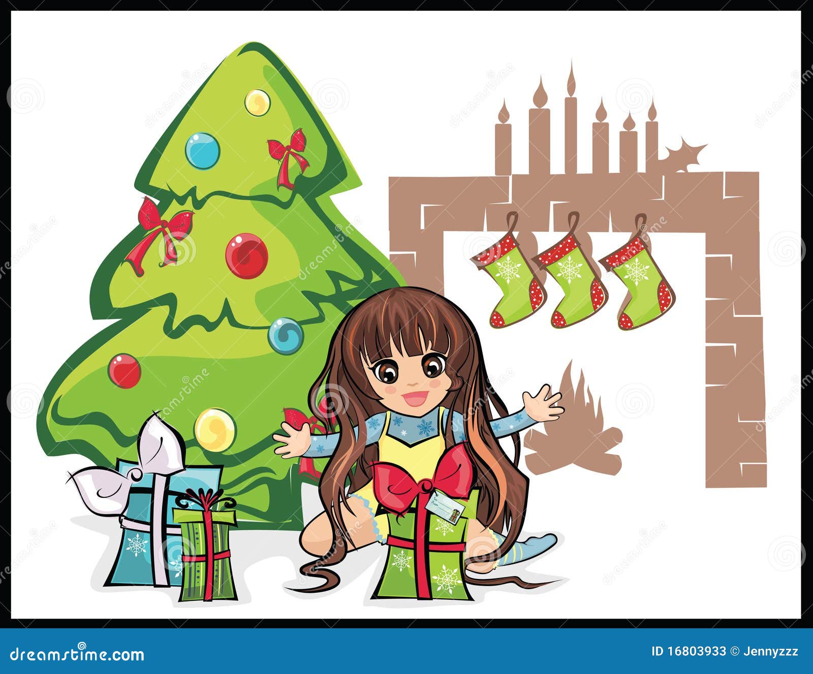 Regali Di Natale Per La Ragazza.Regali Di Natale Per Una Ragazza Illustrazione Di Stock Illustrazione Di Vigilia Candie 16803933
