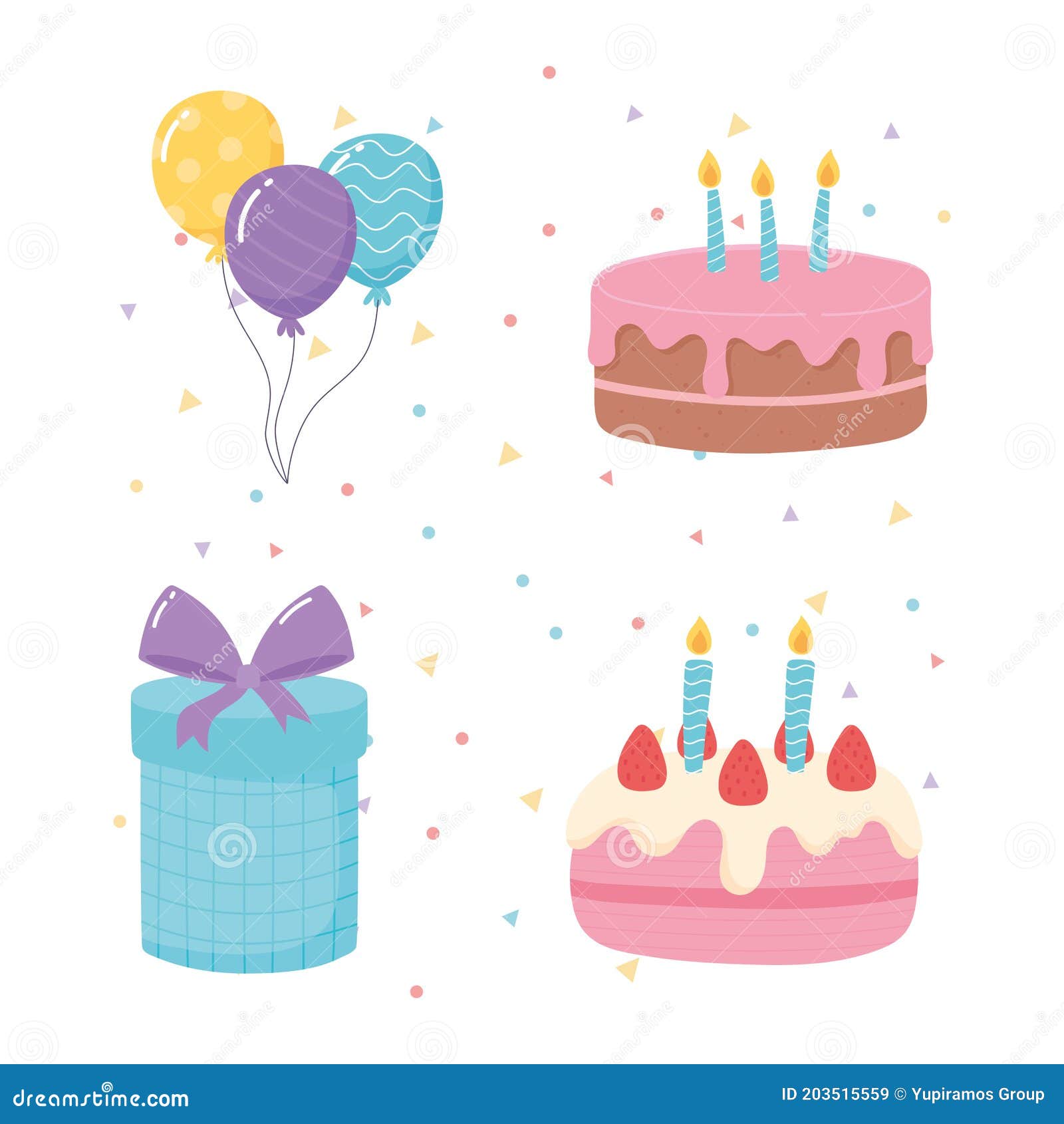 Regalo De Pasteles De Cumpleaños Y Iconos De Dibujos Animados De La Fiesta De Celebración De Globos Ilustración del Vector - Ilustración de confetti, cinta: 203515559 Regalo De Pasteles De Cumpleaños Y Iconos De Dibujos Animados De La Fiesta De Celebración De Globos Ilustración del Vector - Ilustración de confetti, cinta: 203515559