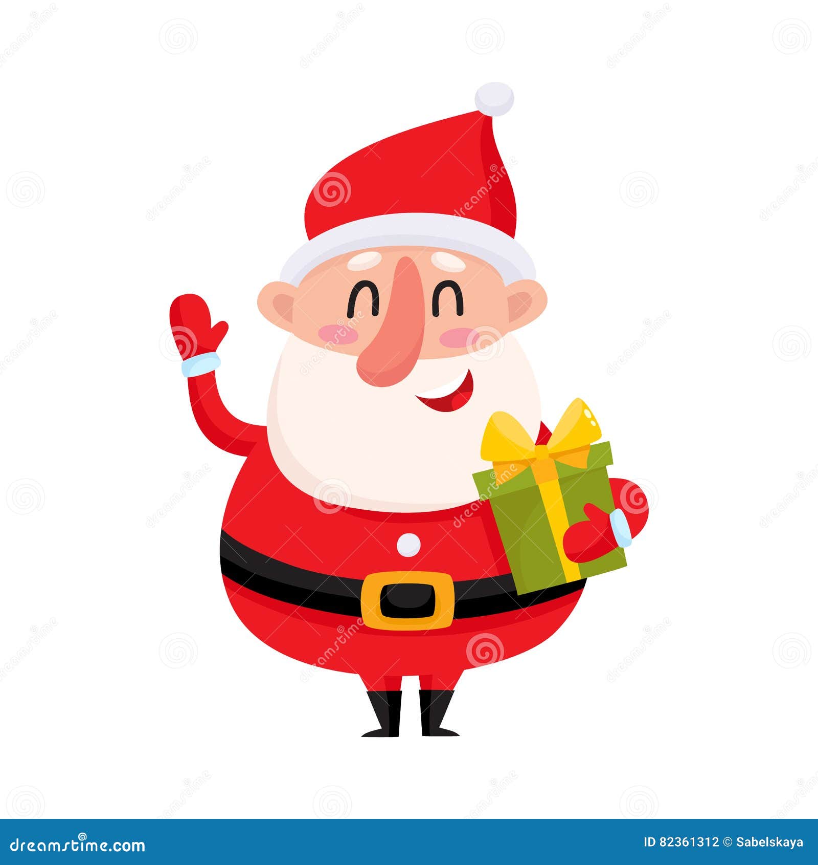 Regalo Divertente Di Natale Della Tenuta Di Santa Claus E Mano  D'ondeggiamento Illustrazione Vettoriale - Illustrazione di carino,  cinghia: 82361312