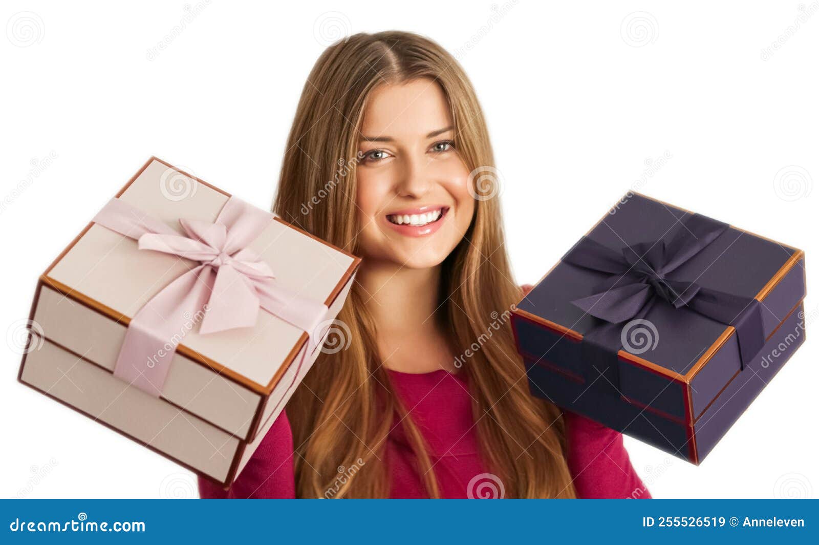 Regalos De Navidad O Regalo De Cumpleaños Mujer Feliz Sosteniendo Cajas De  Regalo Sobre Fondo Blanco Imagen de archivo - Imagen de feliz, hembra:  255526519