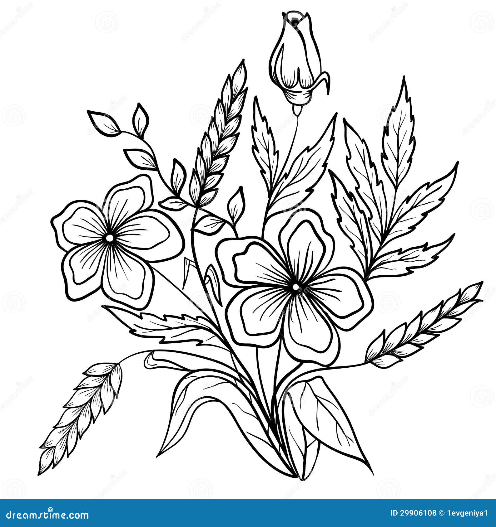 Verwonderend Regeling Van Zwart-witte Bloemen. De Tekening Van Het Overzicht NH-26