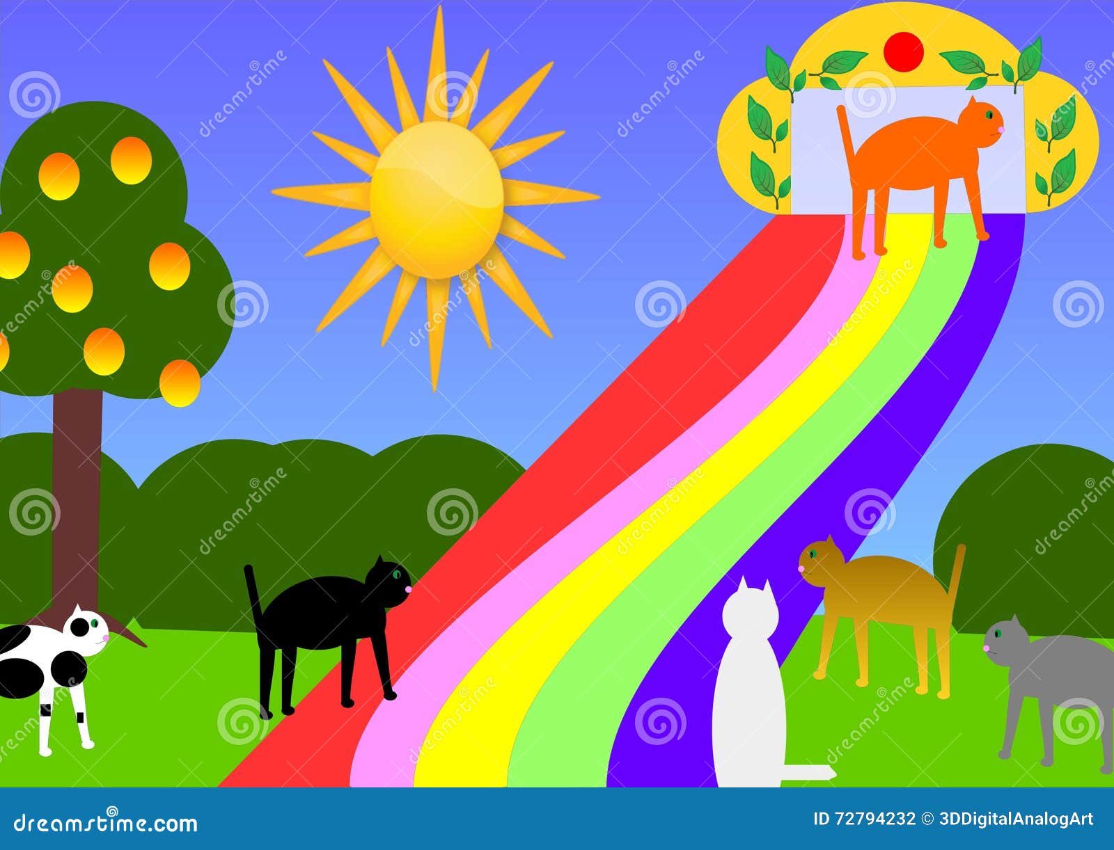 Regenbogenbrucke Fur Katzen Vektor Abbildung Illustration Von Katzen Fur