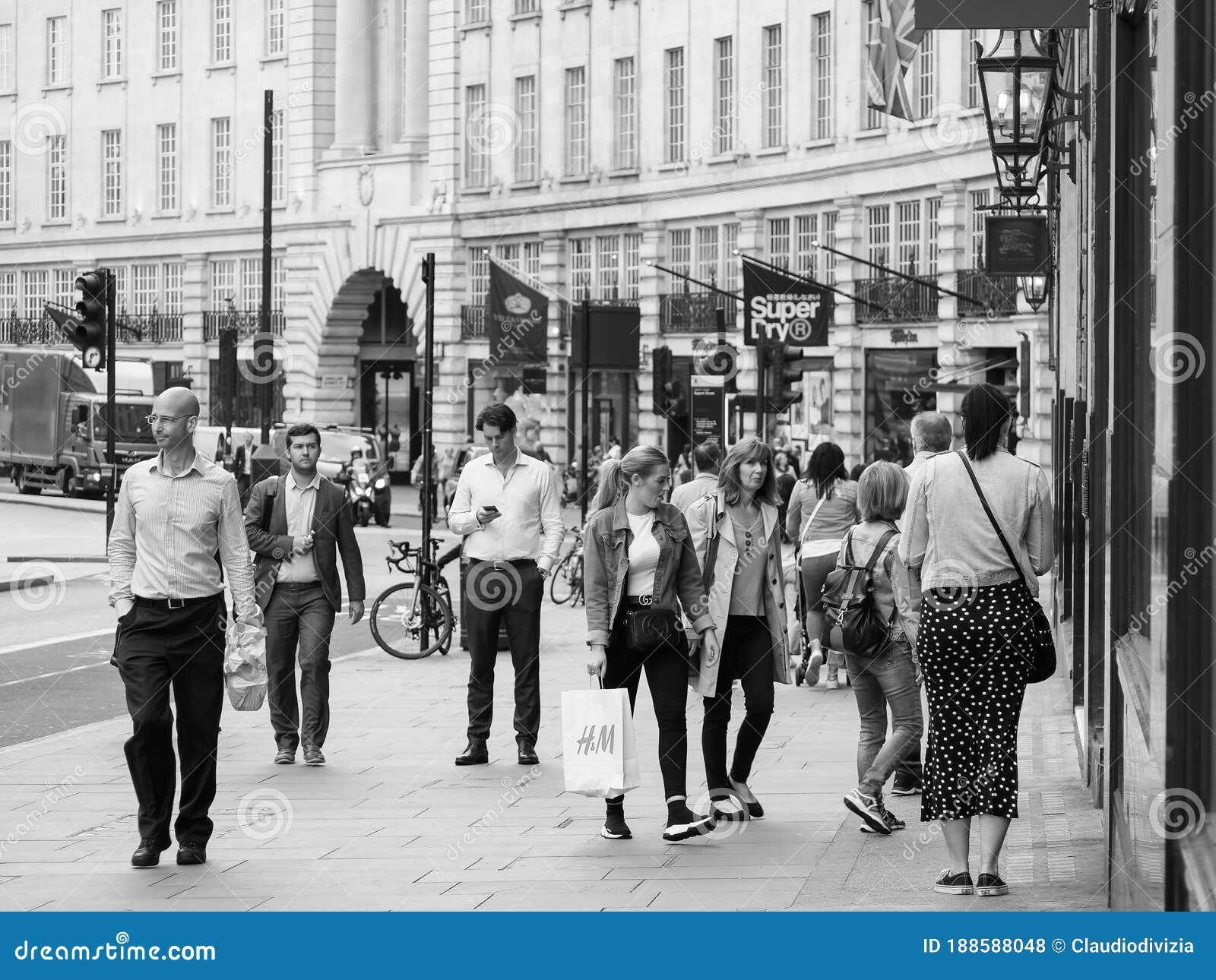 Regent Street in London, Black and White Editorial Stock Photo - Image ...