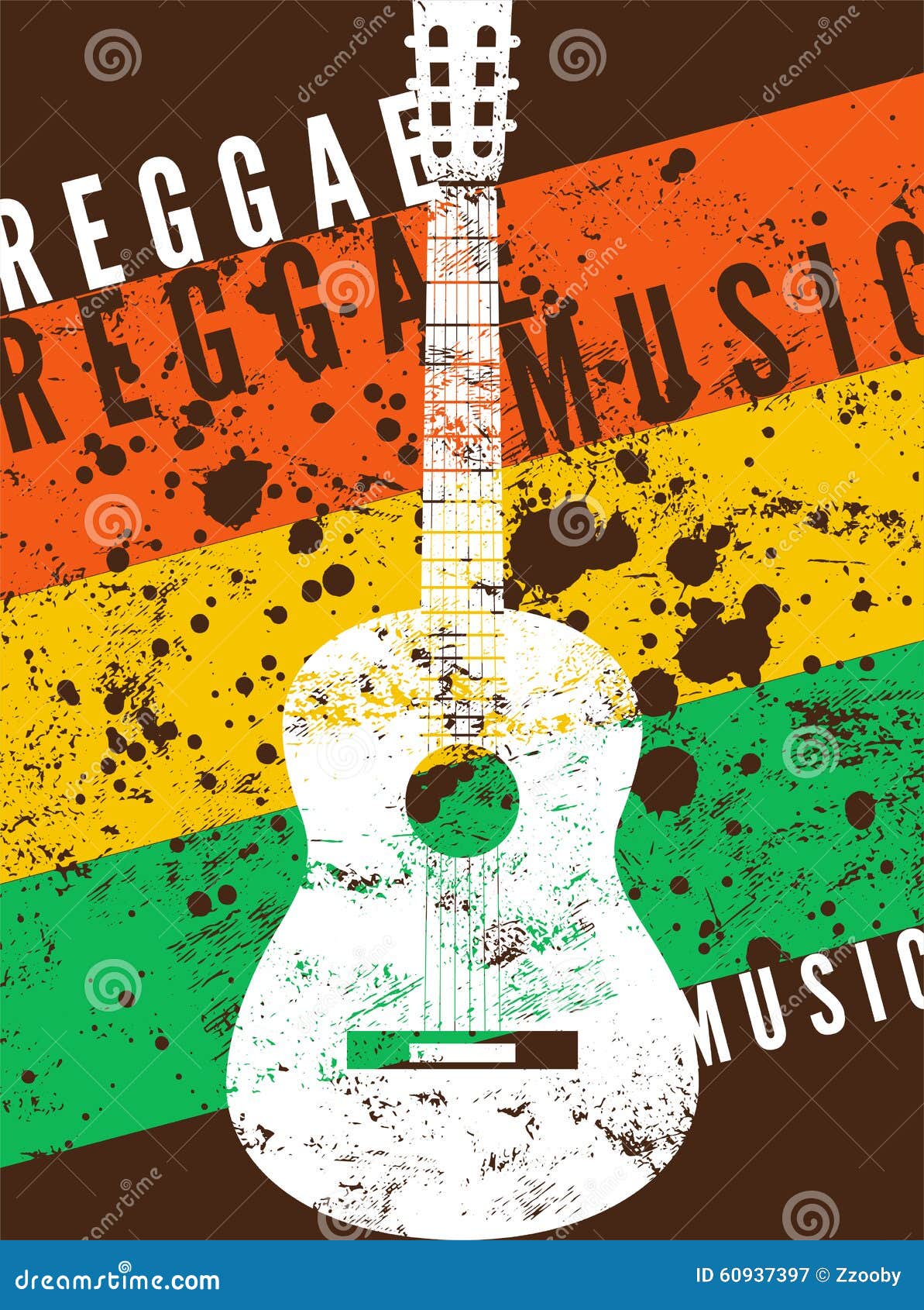 reggae music poster. retro typographical grunge  .