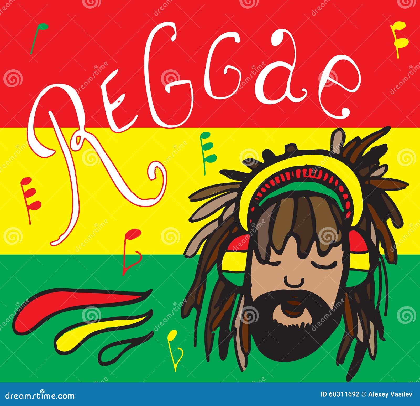 Reggae Rastaman In Headphones Stock Illustration Illustration Of Dreadlocks Musical