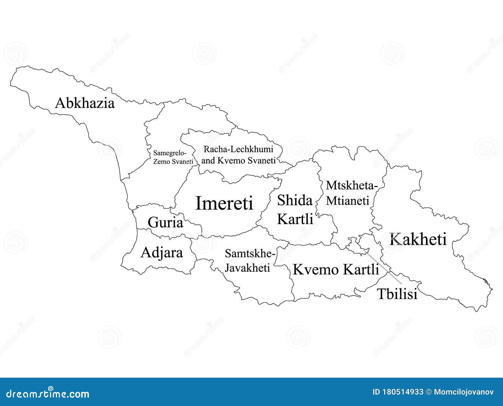 Regions Map of Georgia stock vector. Illustration of regions - 180514933