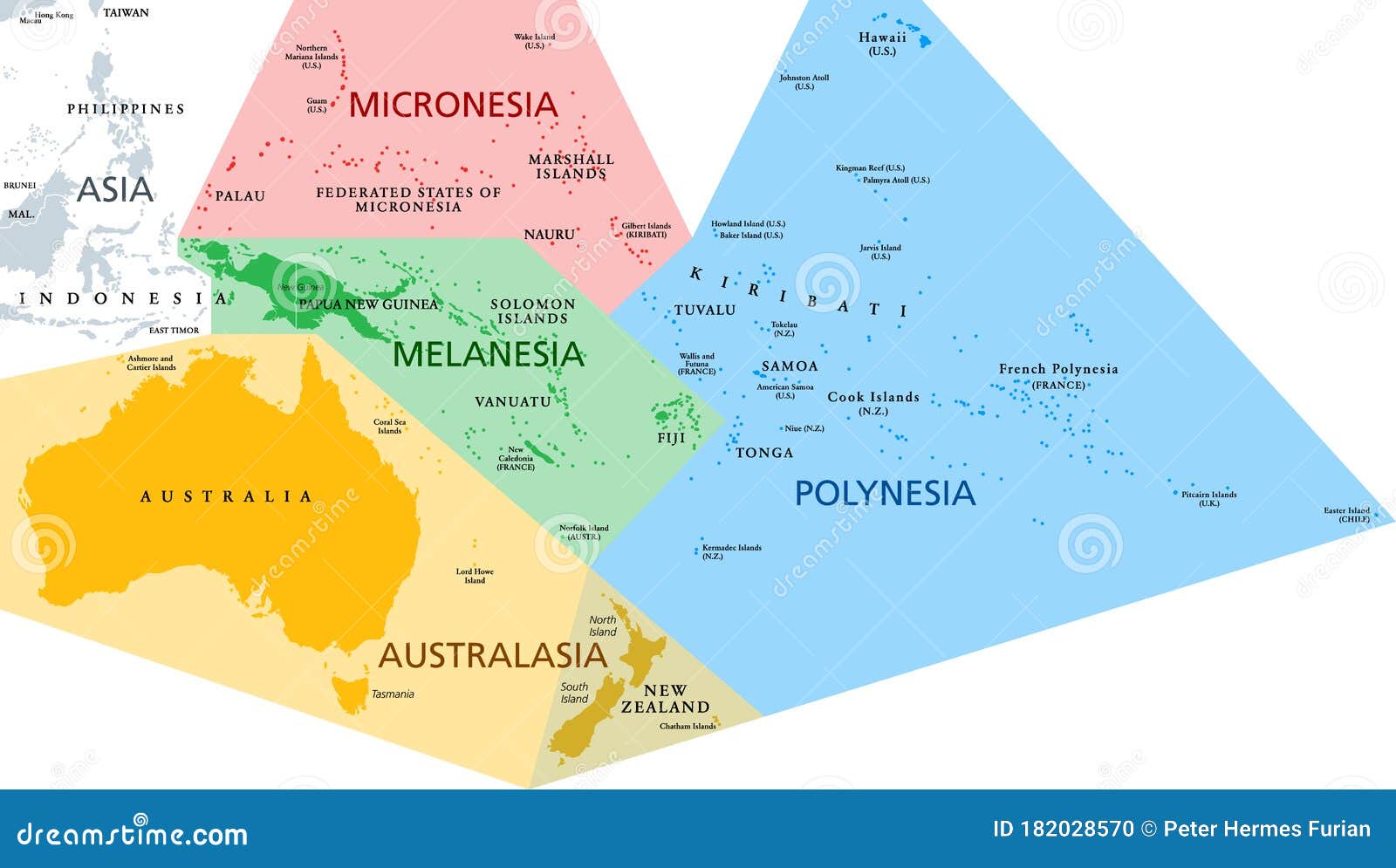 regions of oceania, political map