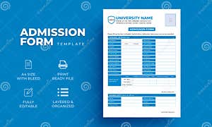 Registration Form Editable Education Admission Form Template Stock 
