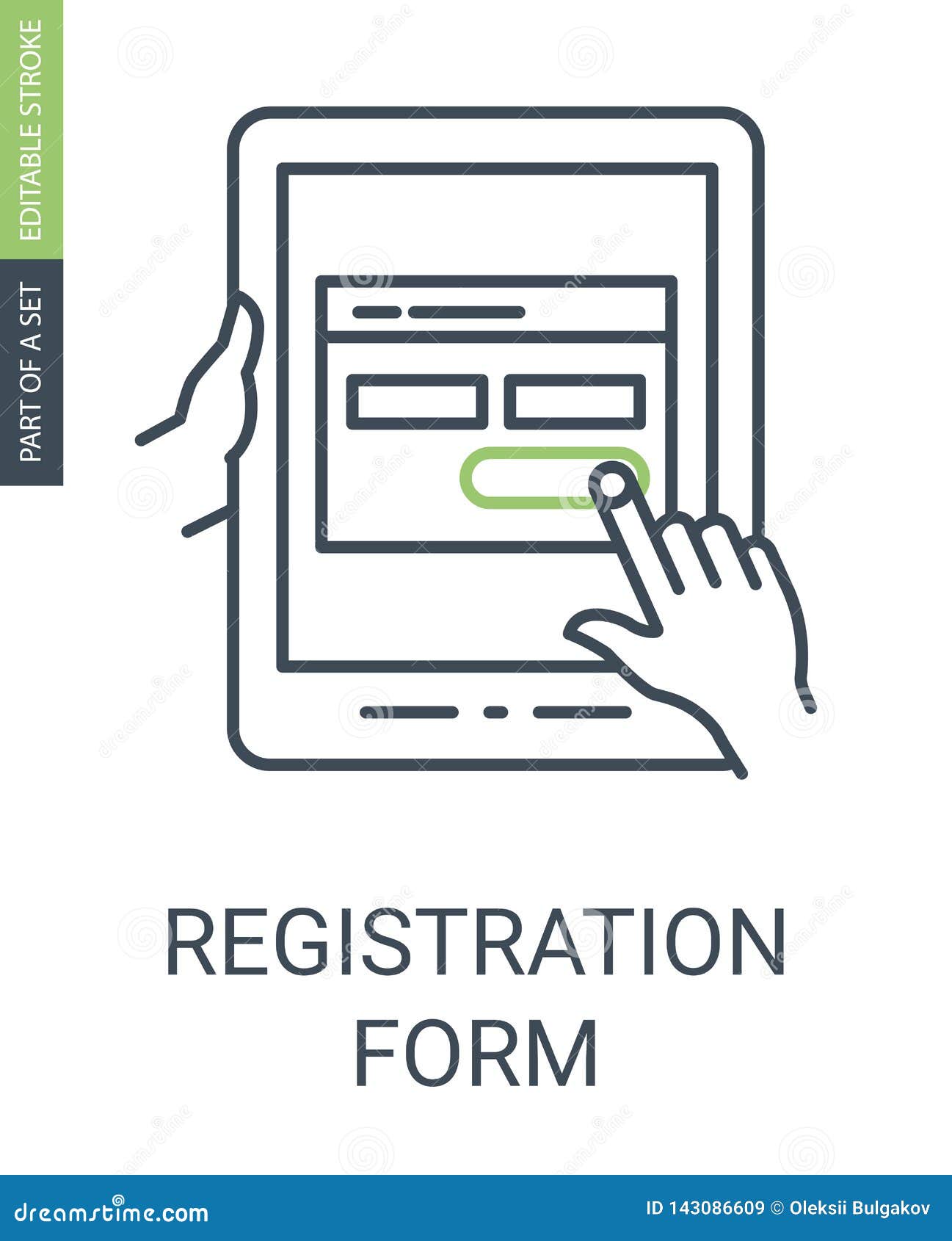 registration form icon with outline style and editable stroke