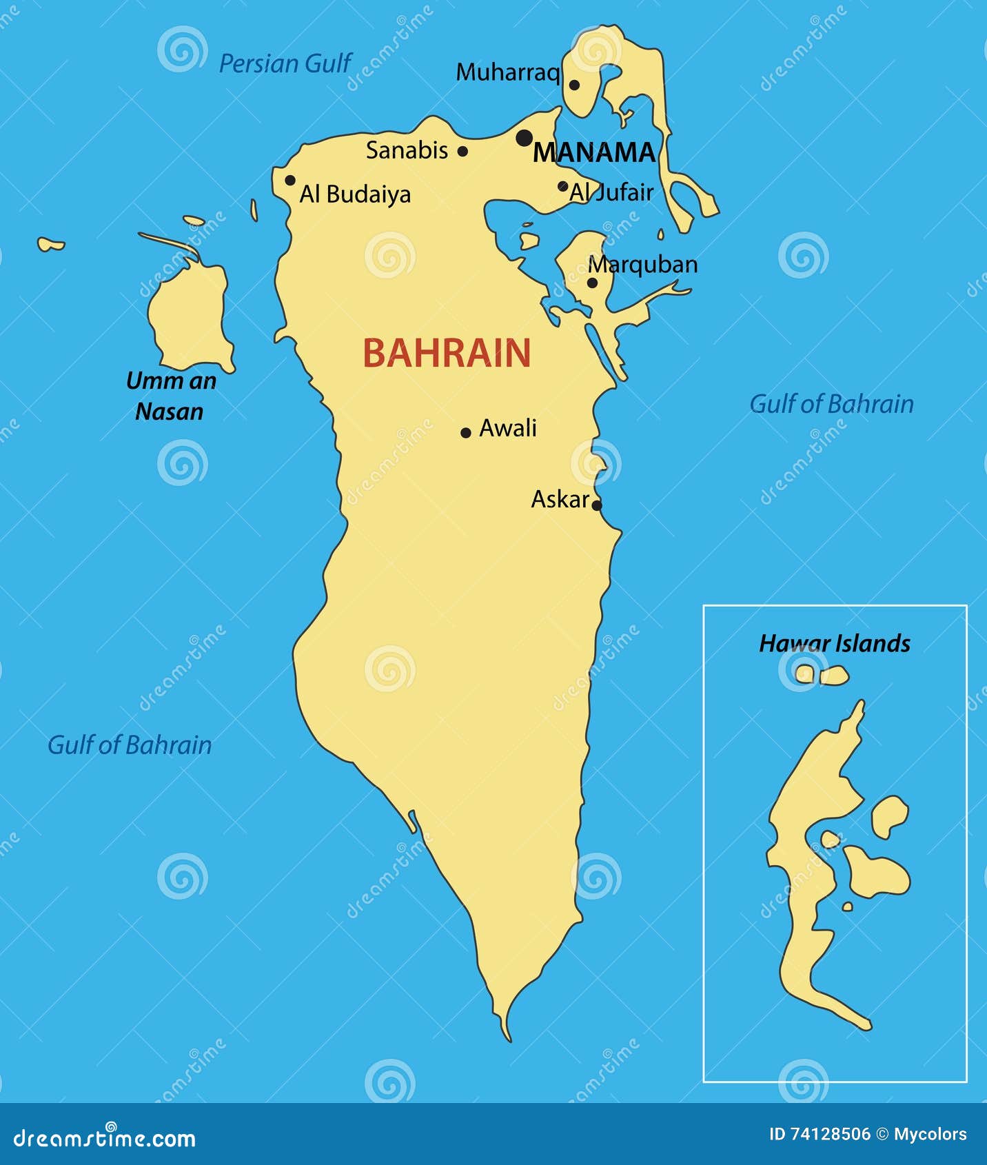 Regno Del Bahrain Mappa Di Paese Illustrazione Vettoriale