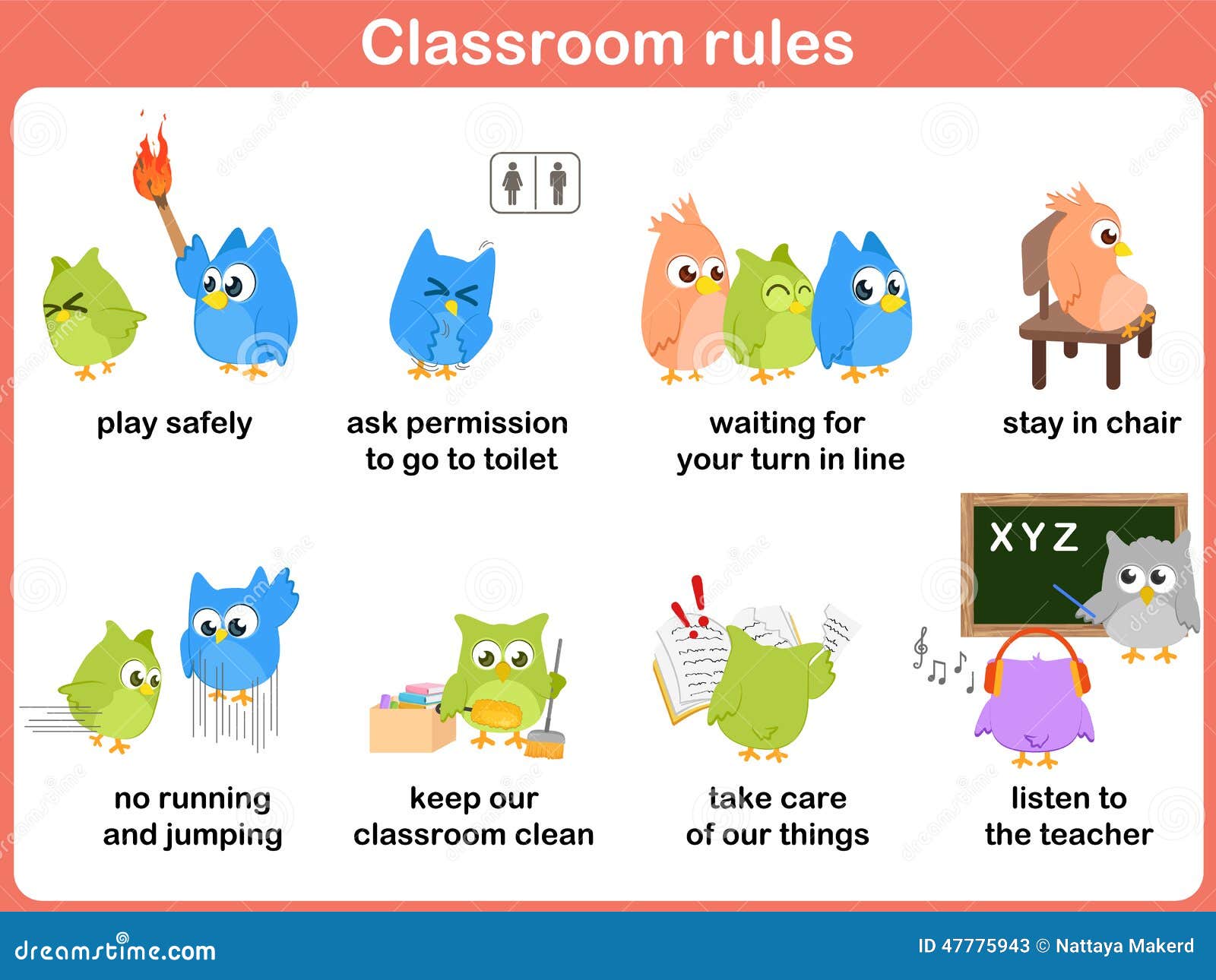 Regras Da Sala De Aula Para Crianças Ilustração do Vetor Ilustração