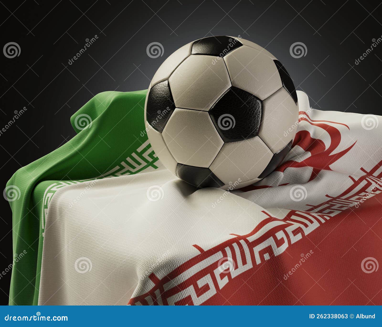 soccer ball and iran flag