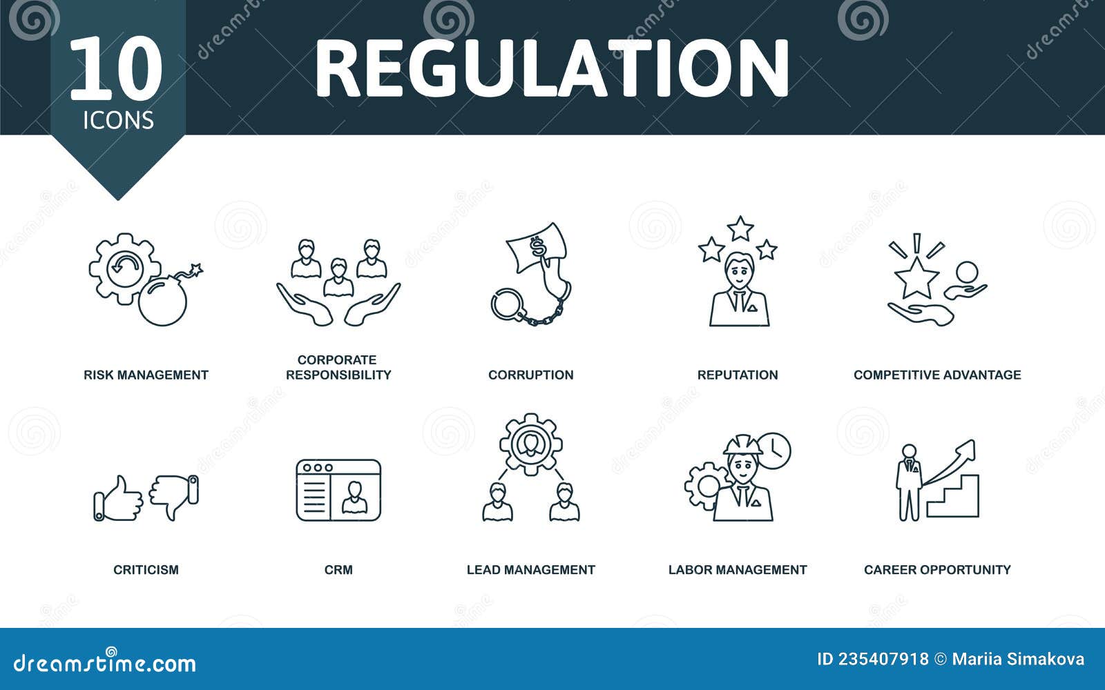Regulation Icon Set. Collection of Simple Elements Such As the