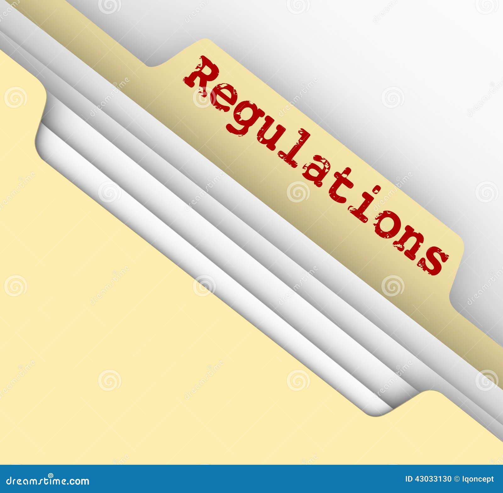 Regulations Word Red Ink File Manila Folder Tab Documents Stock