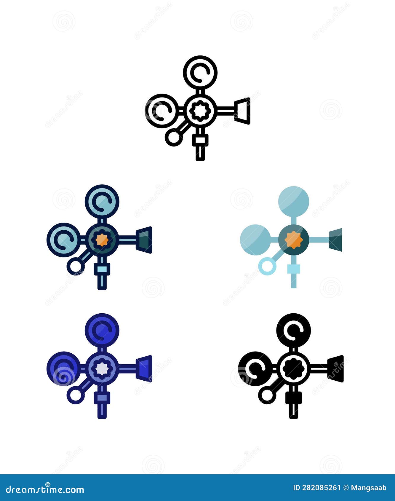 Regulators. Home Brewer Equipment and Raw Material Icons. Vector Stock