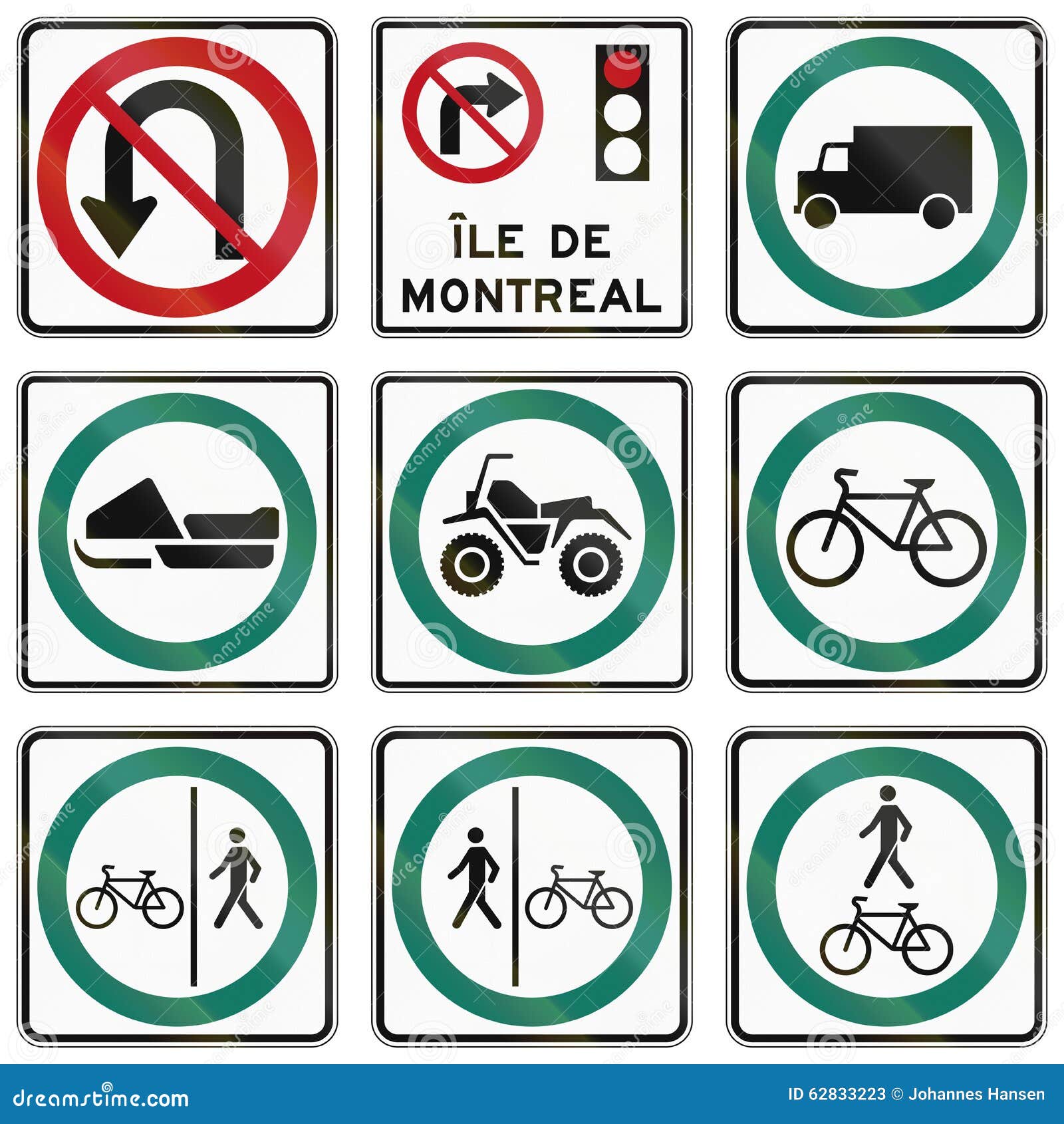 Regulatory Road Signs in Quebec Canada Stock Illustration