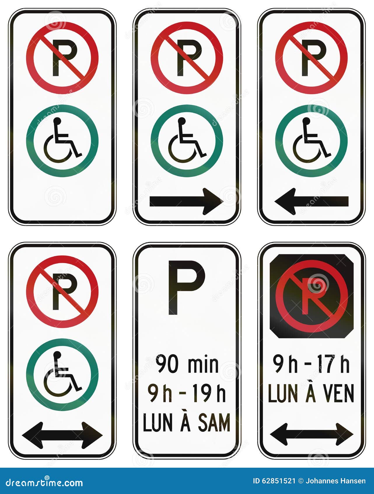 Regulatory Road Signs in Quebec Canada Stock Illustration