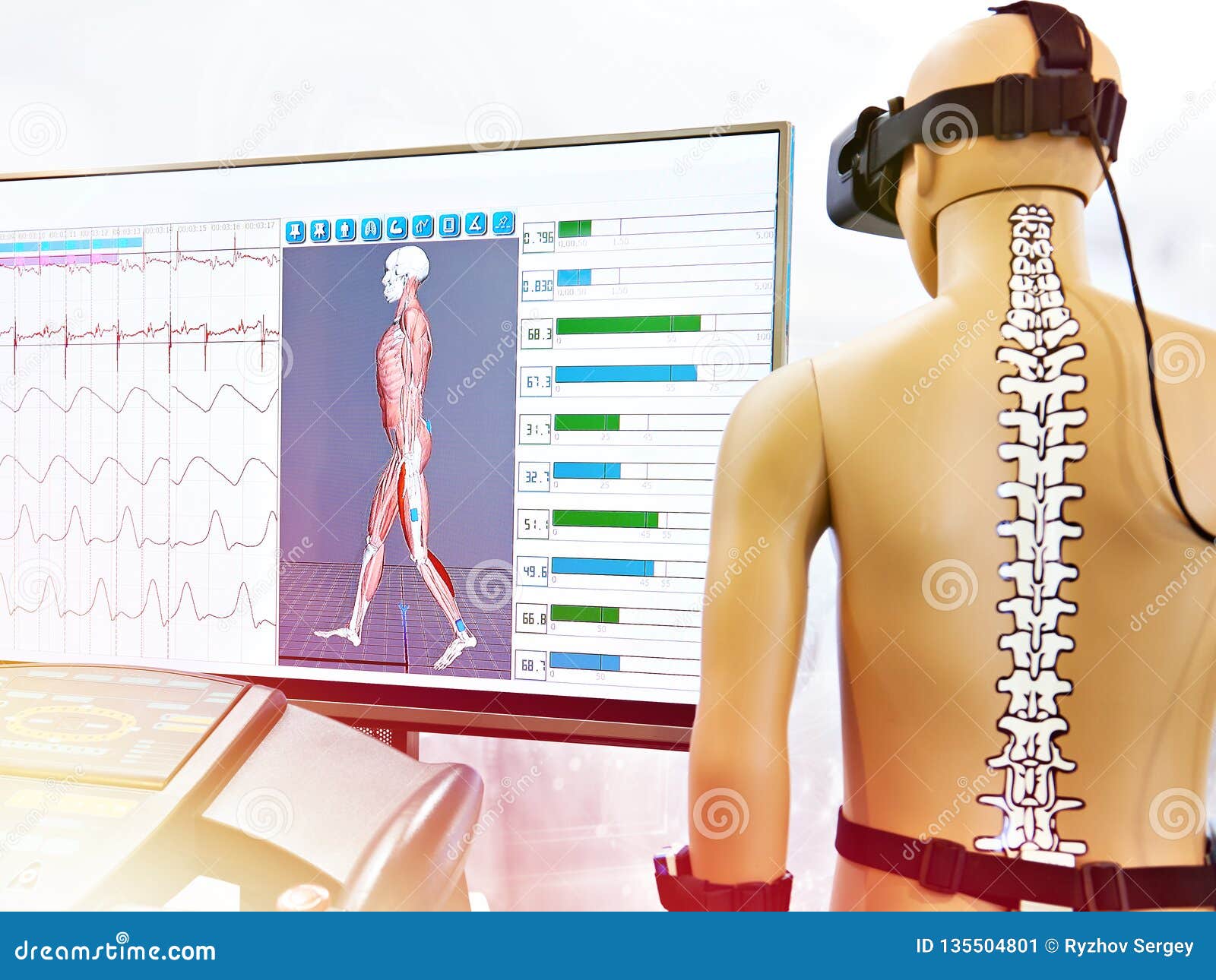 Rehabilitation Device with Virtual Reality Stock Image Image of