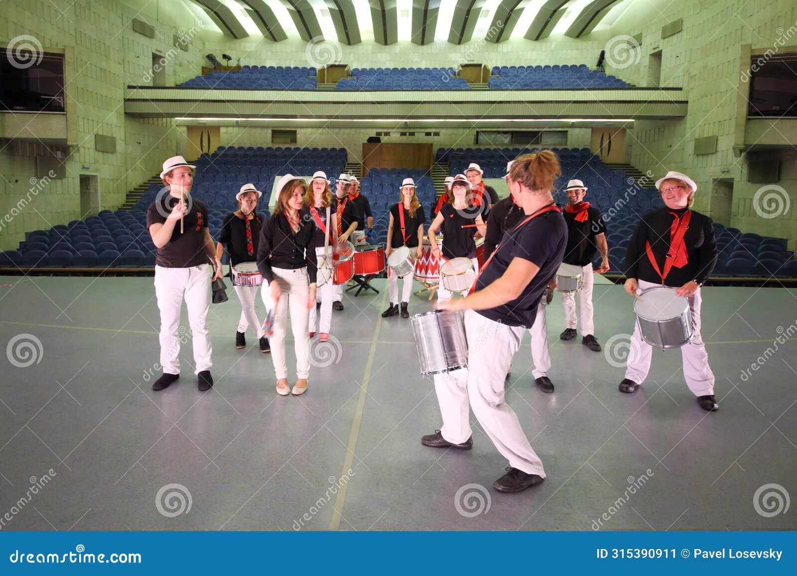 rehearsal of the musical group under the