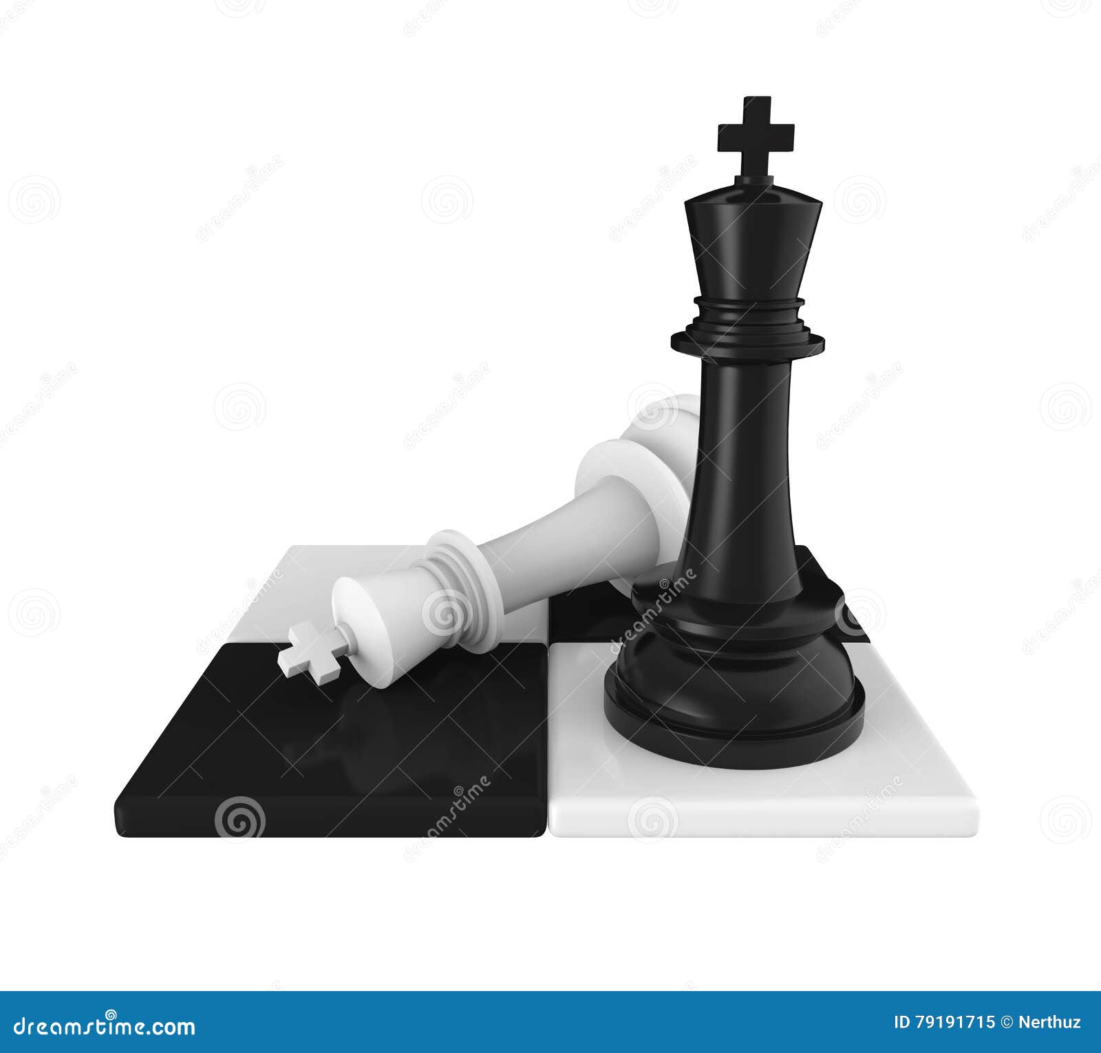 Ilustração 3d de uma peça de xadrez checkmate ao rei
