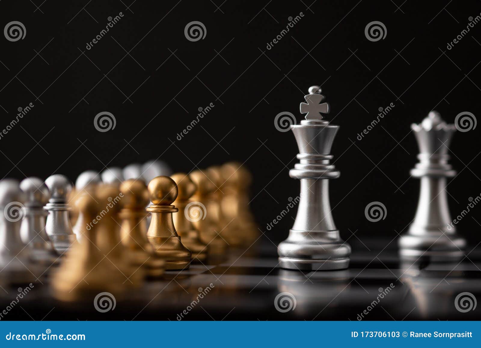 Rei Prateado E Rainha No Tabuleiro De Xadrez Imagem de Stock - Imagem de  conflito, tabuleiro: 173706103