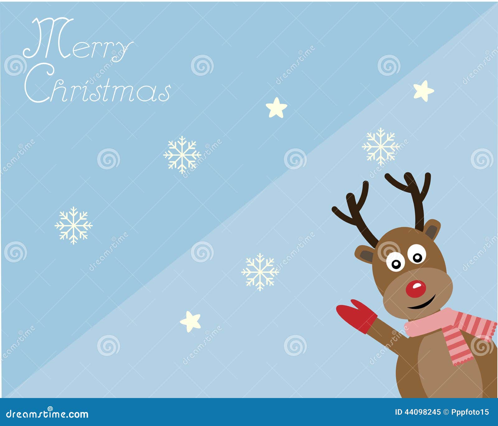 rein deer in merry christmas card