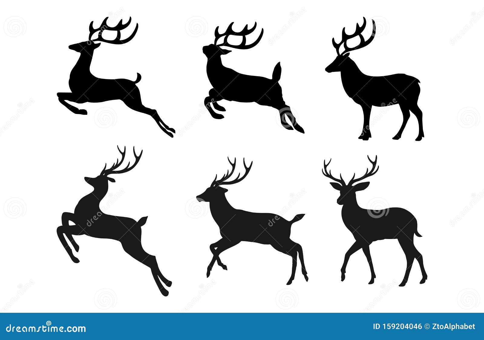 Rein Deers矢量侧面影像集合向量例证 插画包括有