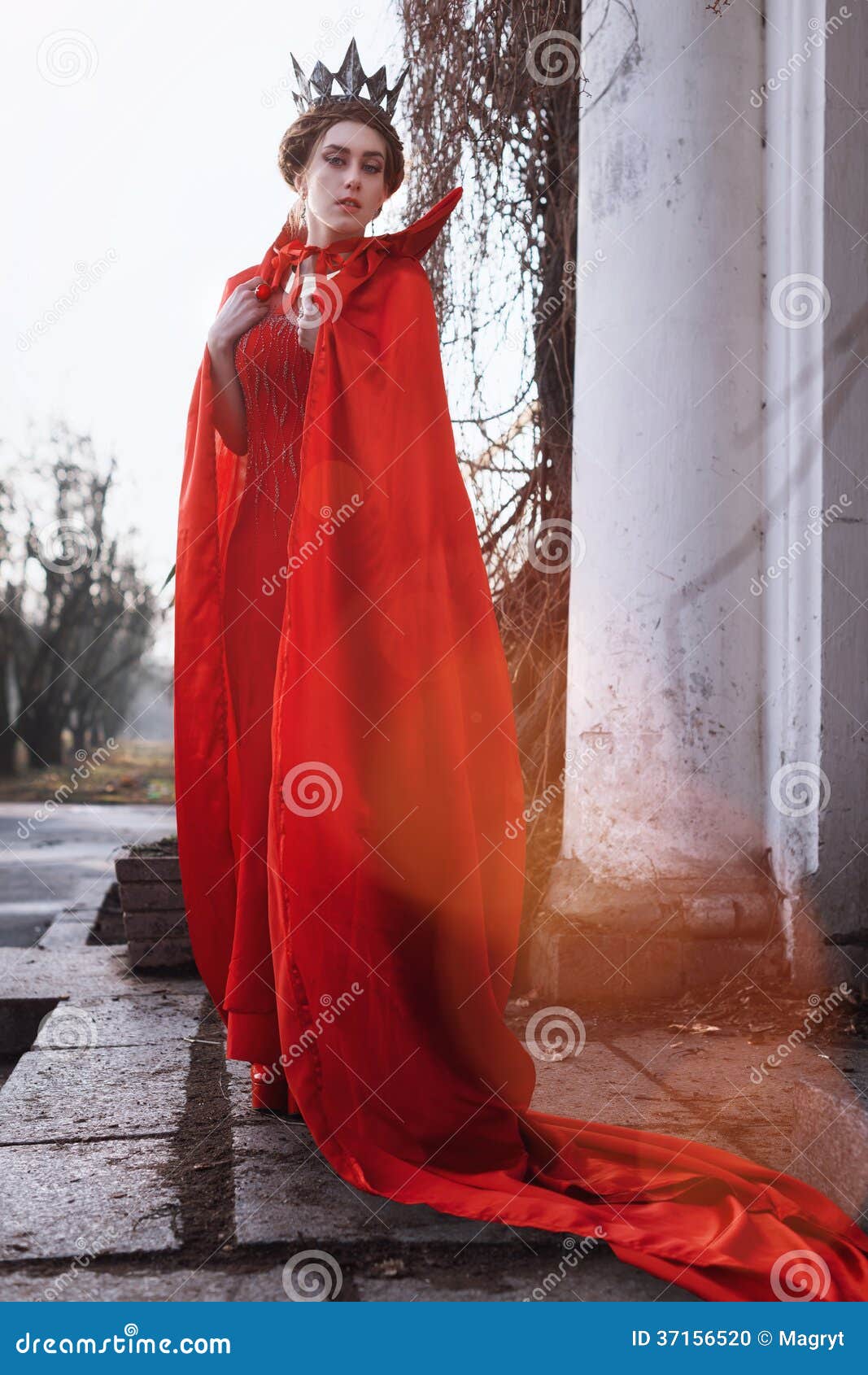 Reina en la capa roja foto de archivo. Imagen de hermoso - 37156520