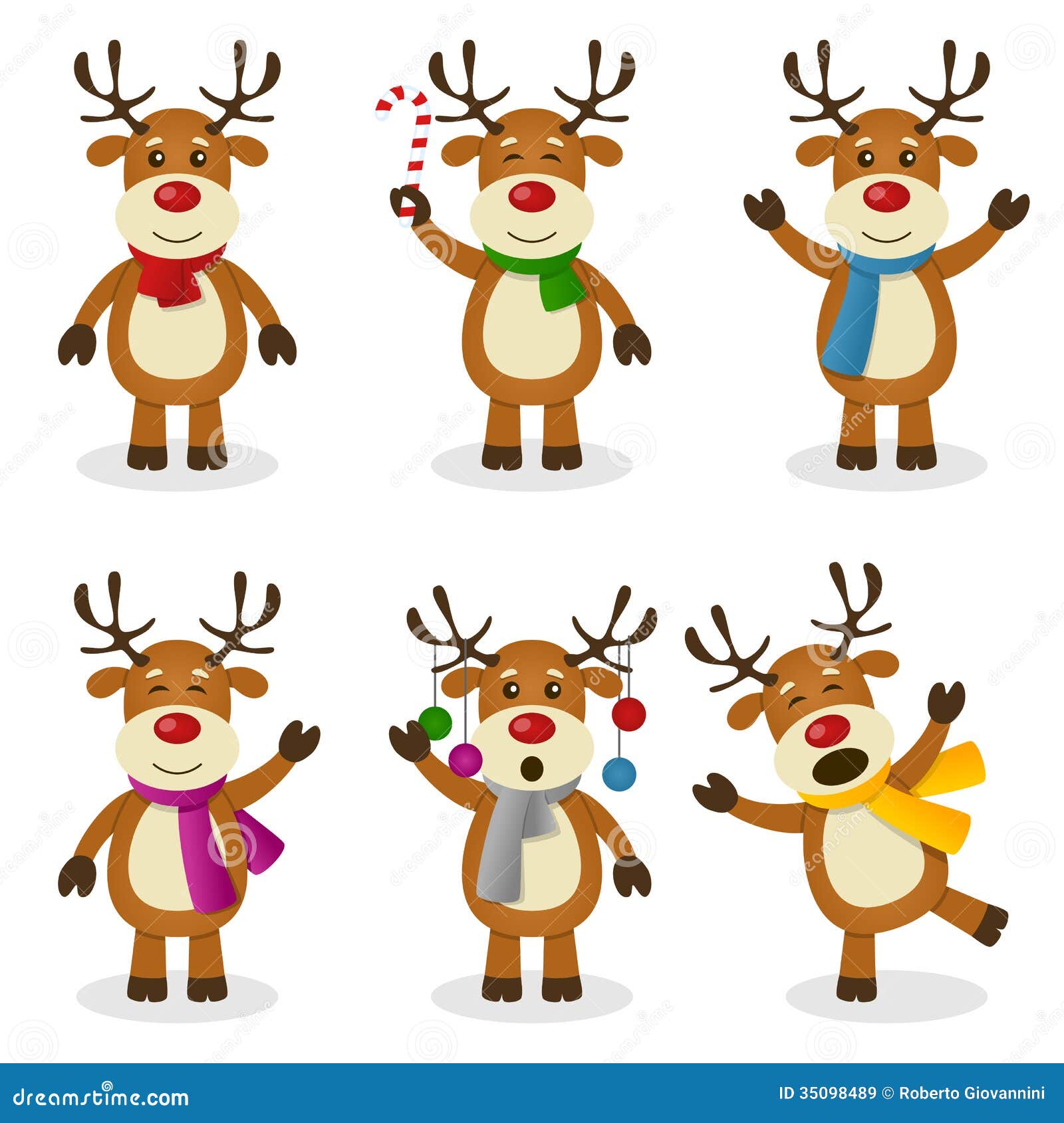 reindeer cartoon christmas set