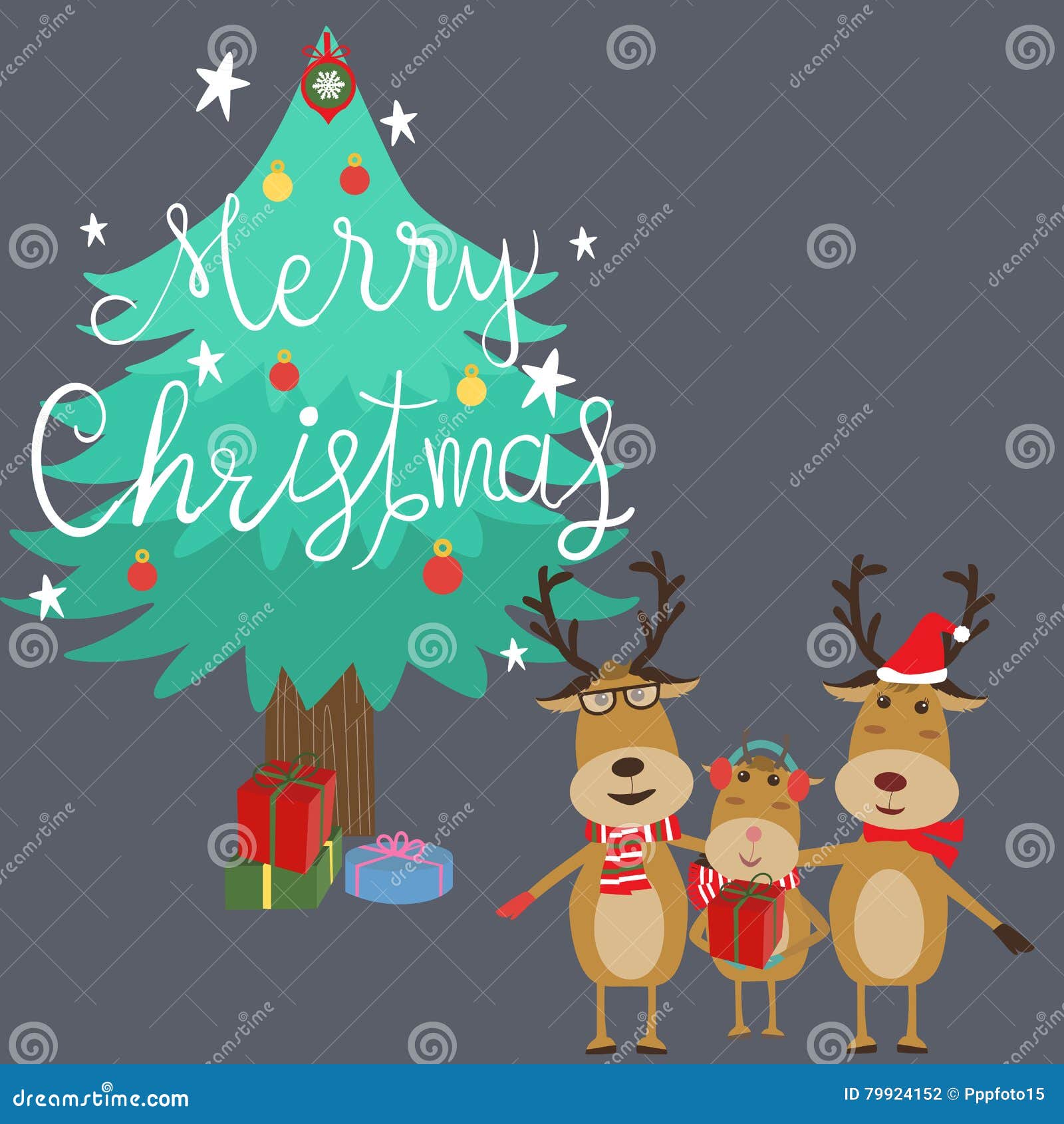 Reindeer& X27 Do Feliz Natal; Mão Le Da Mãe Da Filha Do Pai Da Família De S  Ilustração do Vetor - Ilustração de forma, conceito: 79924152