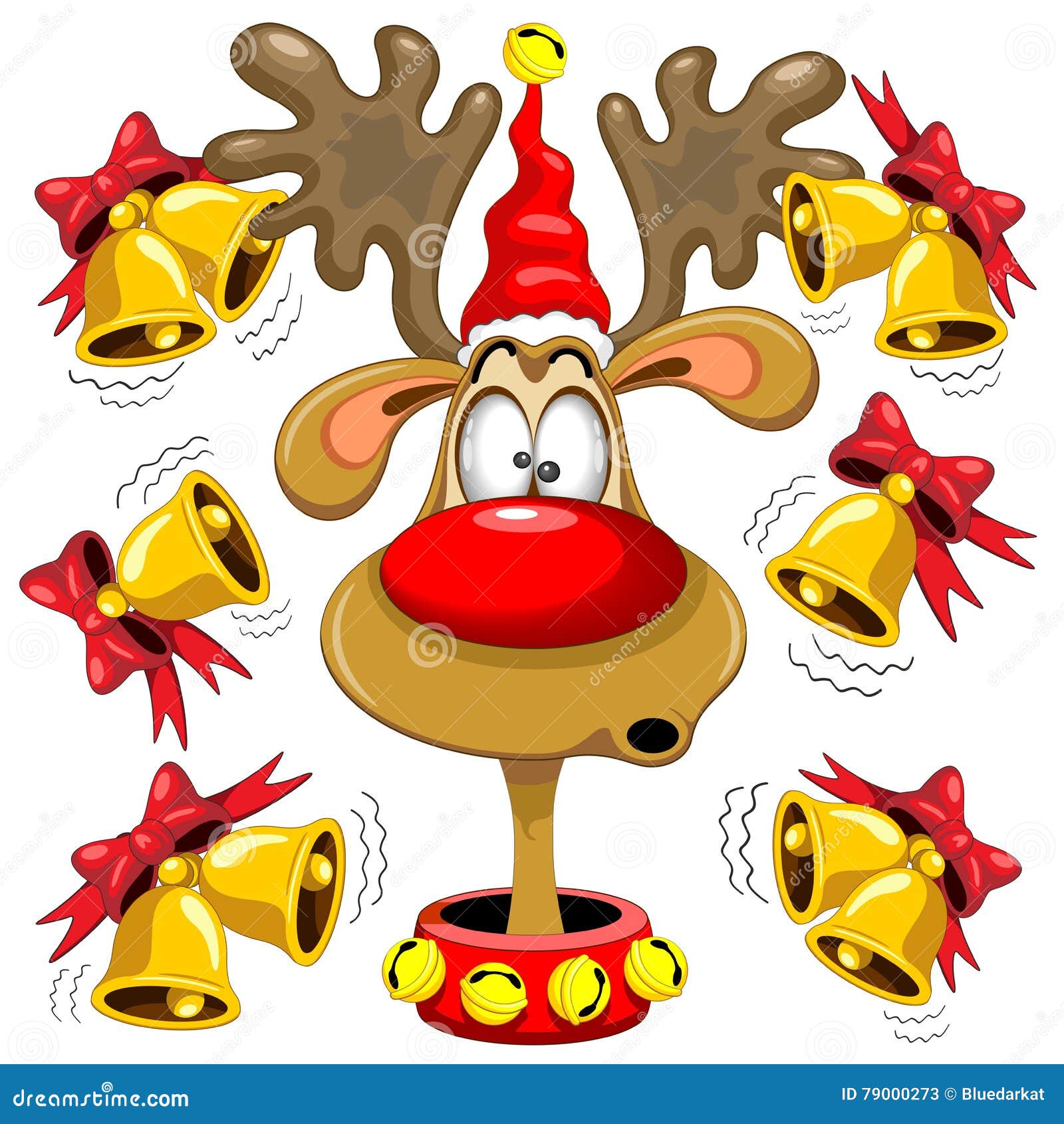 reindeer fun christmas cartoon with bells