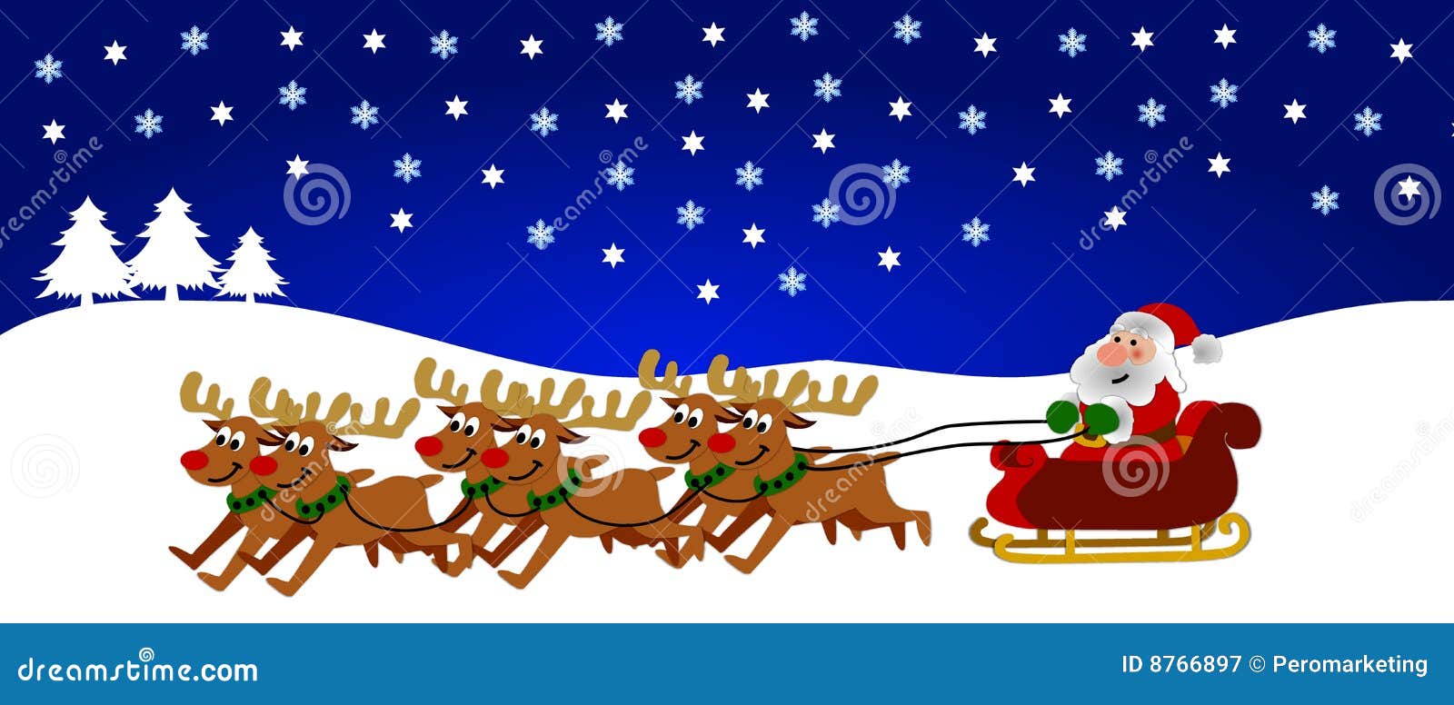 Reindeer Pulling Santa Royalty Free Stock Photography - Image: 8766897