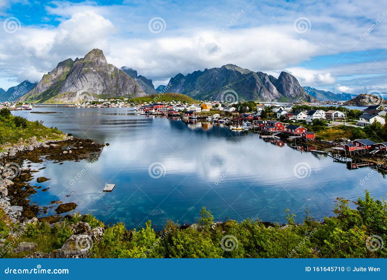 Reinenorwegian Fishing Village At The Lofoten Islands In Norway Stock