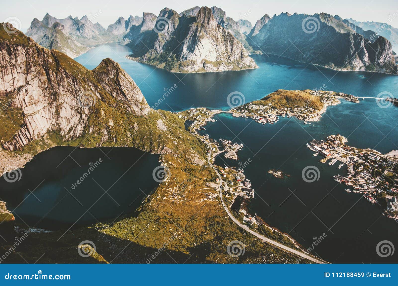 reinebringen mountain aerial view landscape