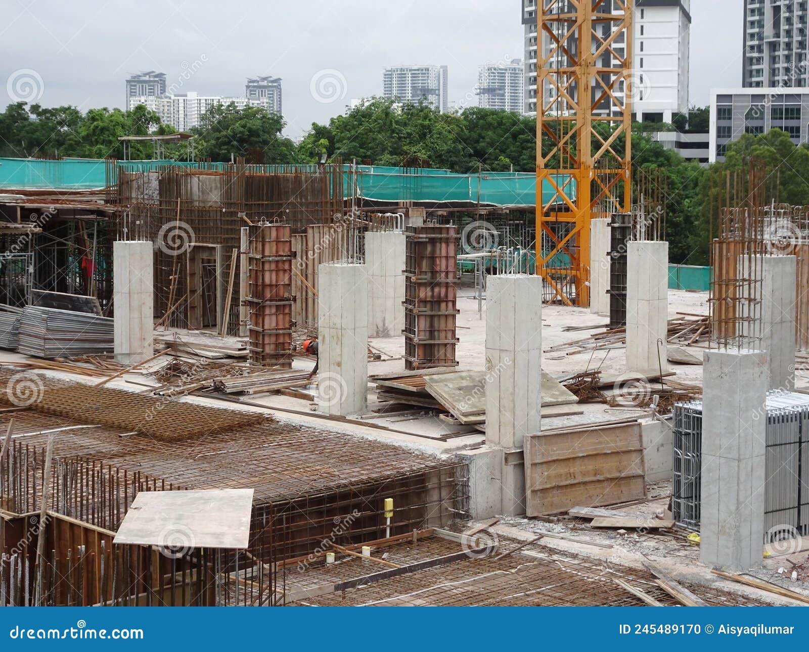Reinforcement Concrete Column As Part of Building Structure at the