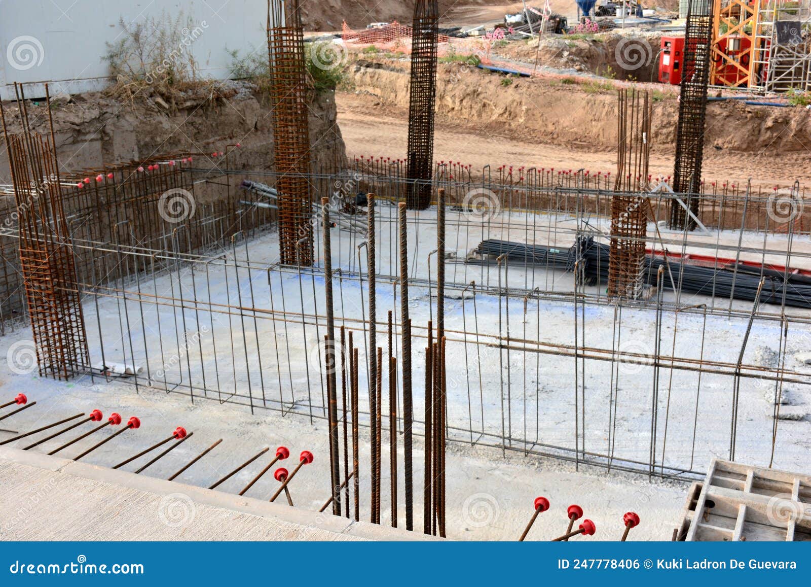 reinforcing steel, rebar, in a construction site